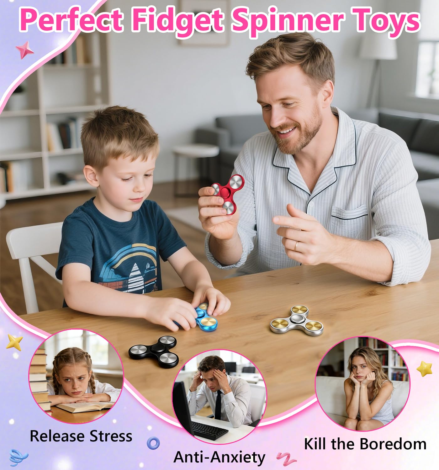 ATESSON Fidget Spinner – Ultra Durable Stainless Steel Bearing, High-Speed Spin for Focus