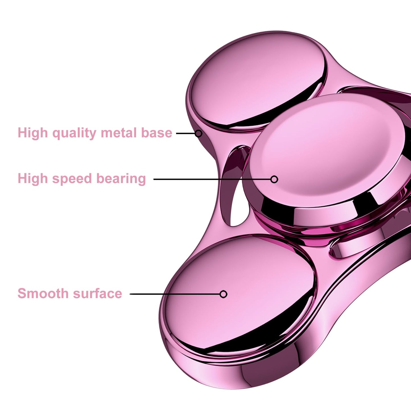 ATESSON Fidget Spinner Toy – Durable Stainless Steel Bearing, High-Speed Spin, Pink