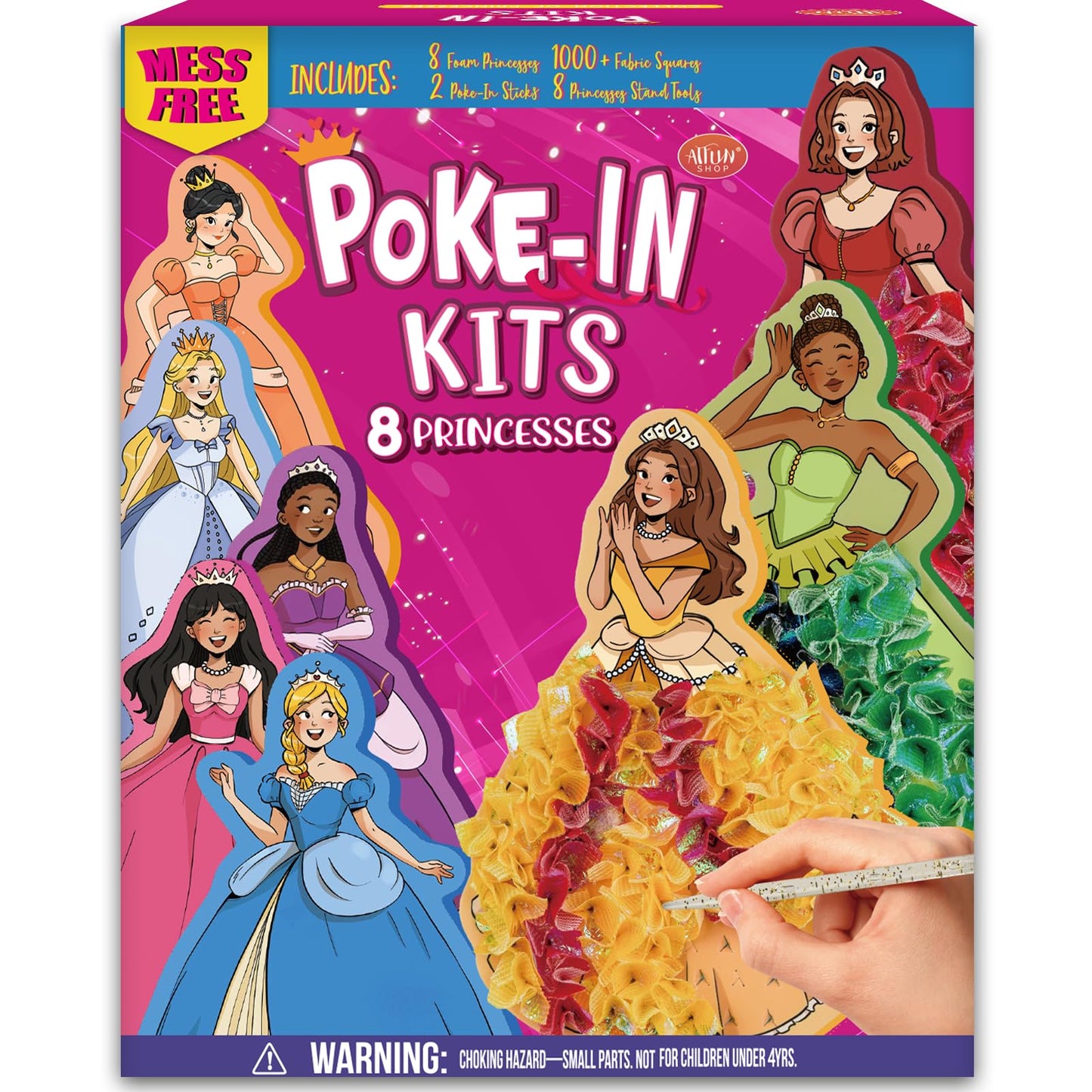 ATFUNSHOP 8-Pack Poke-In Princess Craft Kits – Mess-Free Paper Art for Girls 4–9