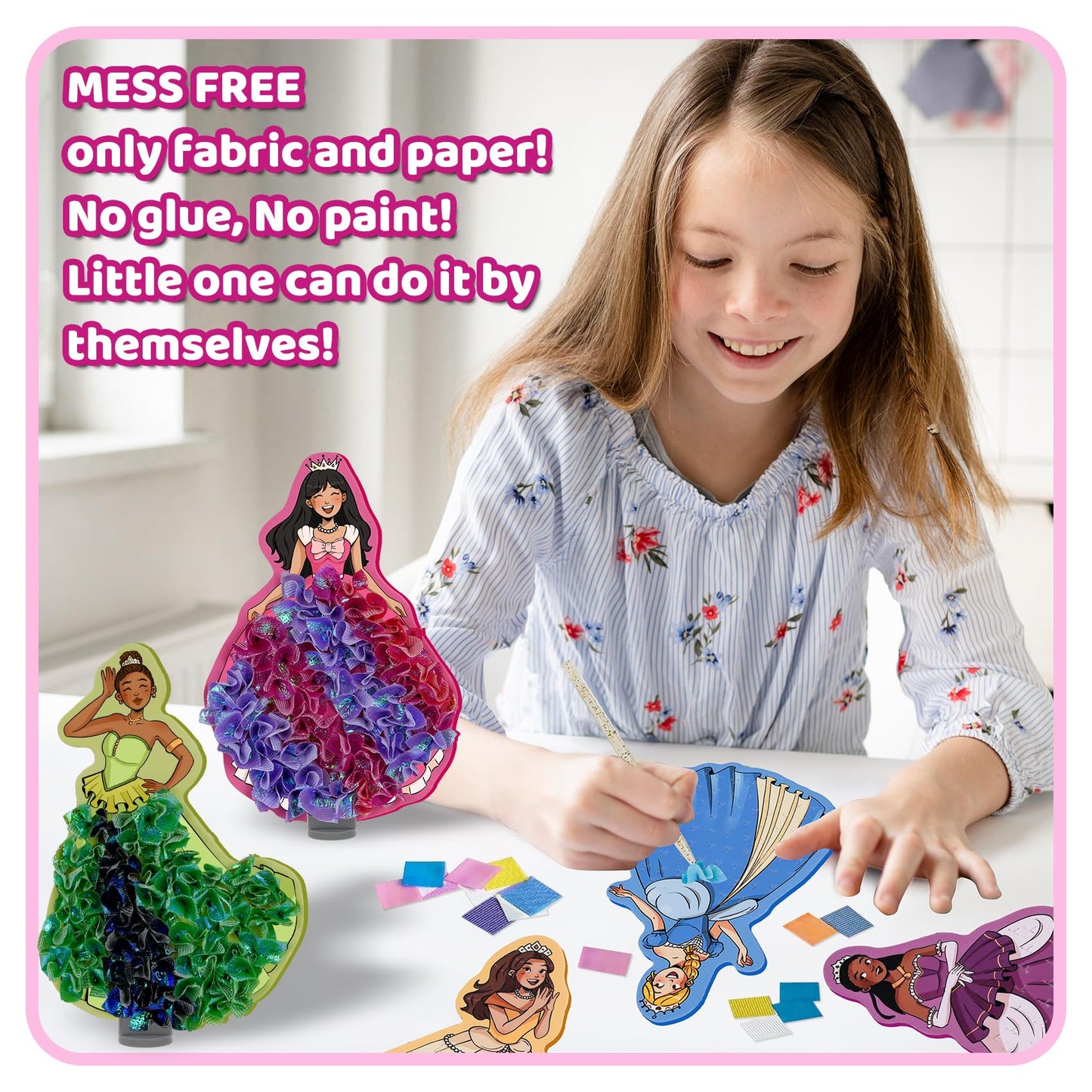 ATFUNSHOP 8-Pack Poke-In Princess Craft Kits – Mess-Free Paper Art for Girls 4–9