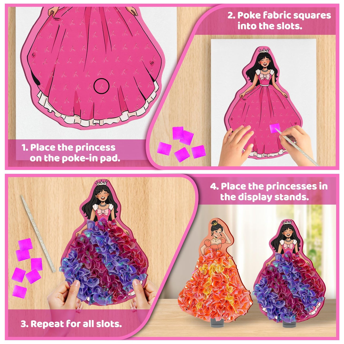ATFUNSHOP 8-Pack Poke-In Princess Craft Kits – Mess-Free Paper Art for Girls 4–9