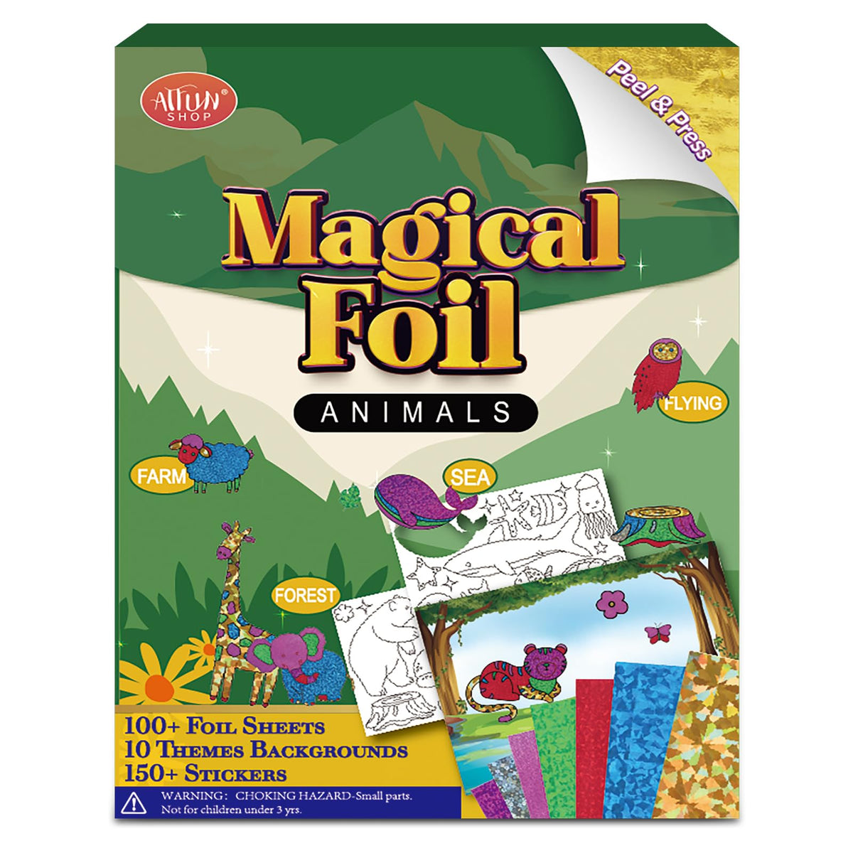 ATFUNSHOP Magical Foil Art: No-Mess 5-Theme Animal Craft Kit for Kids 4-9