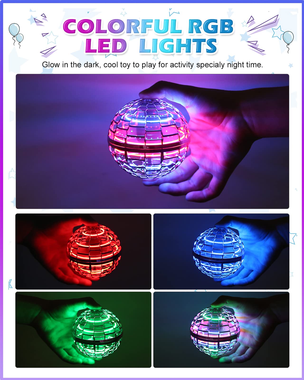 ATHLERIA Magic Flying Orb Ball — Hand Controlled Mini Drone with LED Lights for Kids 8–13