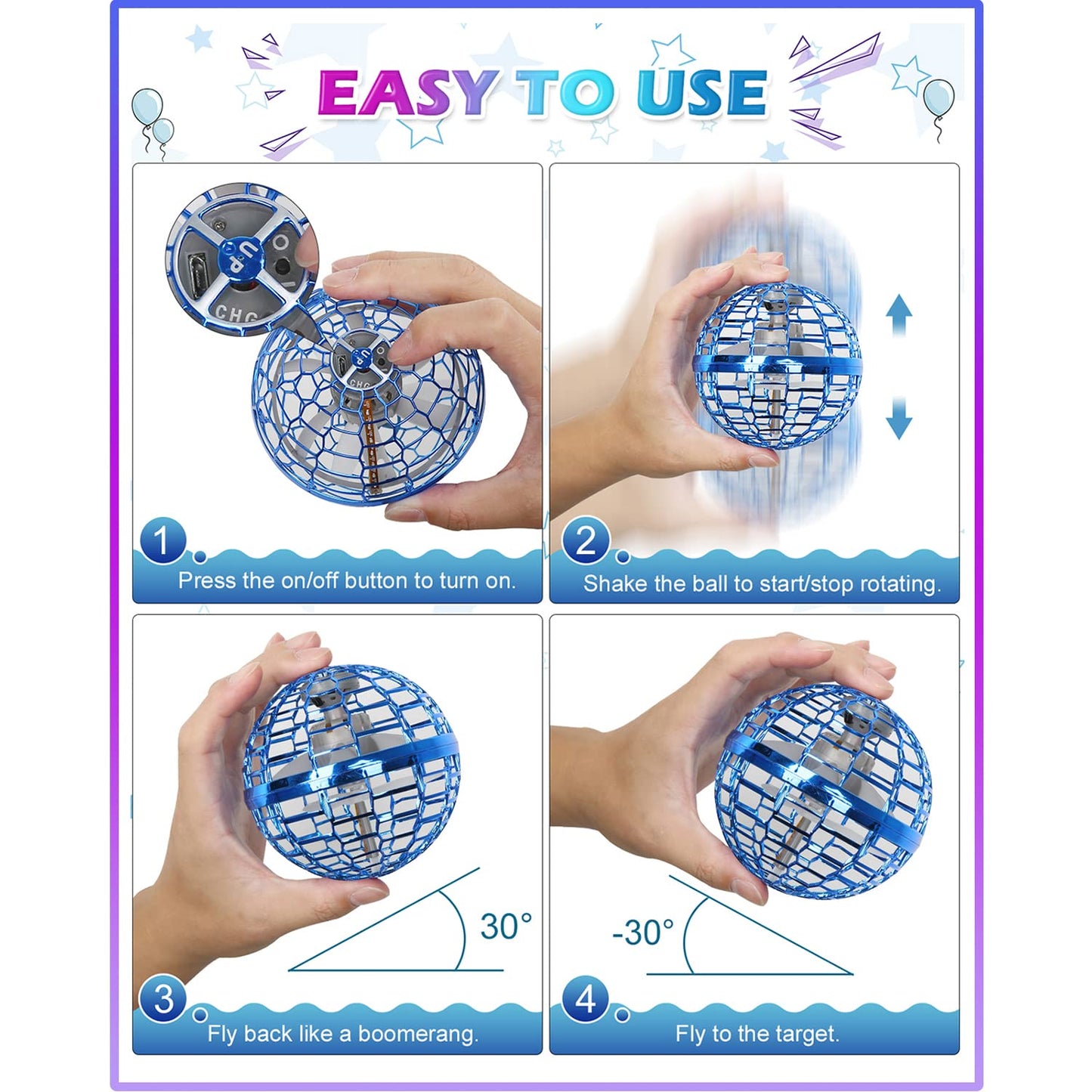 ATHLERIA Magic Flying Orb Ball — Hand Controlled Mini Drone with LED Lights for Kids 8–13