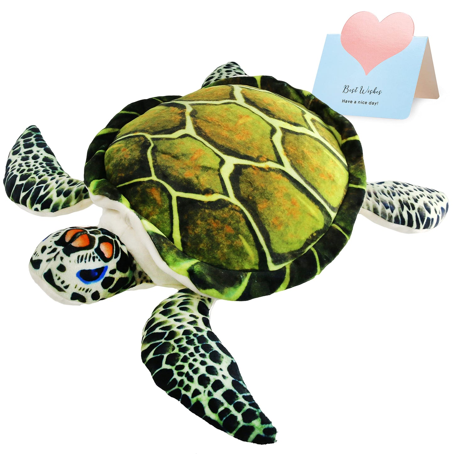 Athoinsu Realistic Sea Turtle Plush – 18-Inch Green Plush Toy & Pillow