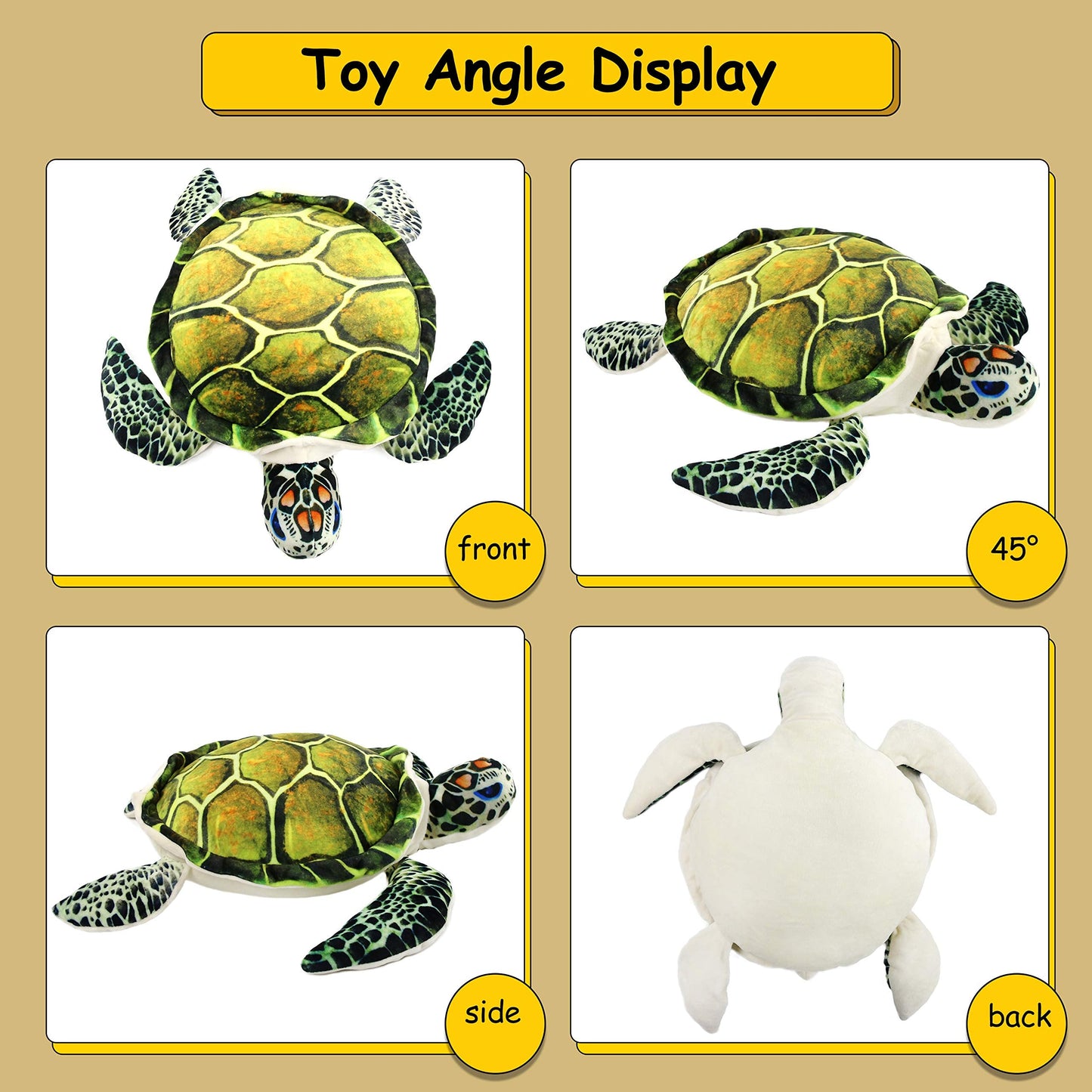 Athoinsu Realistic Sea Turtle Plush – 18-Inch Green Plush Toy & Pillow