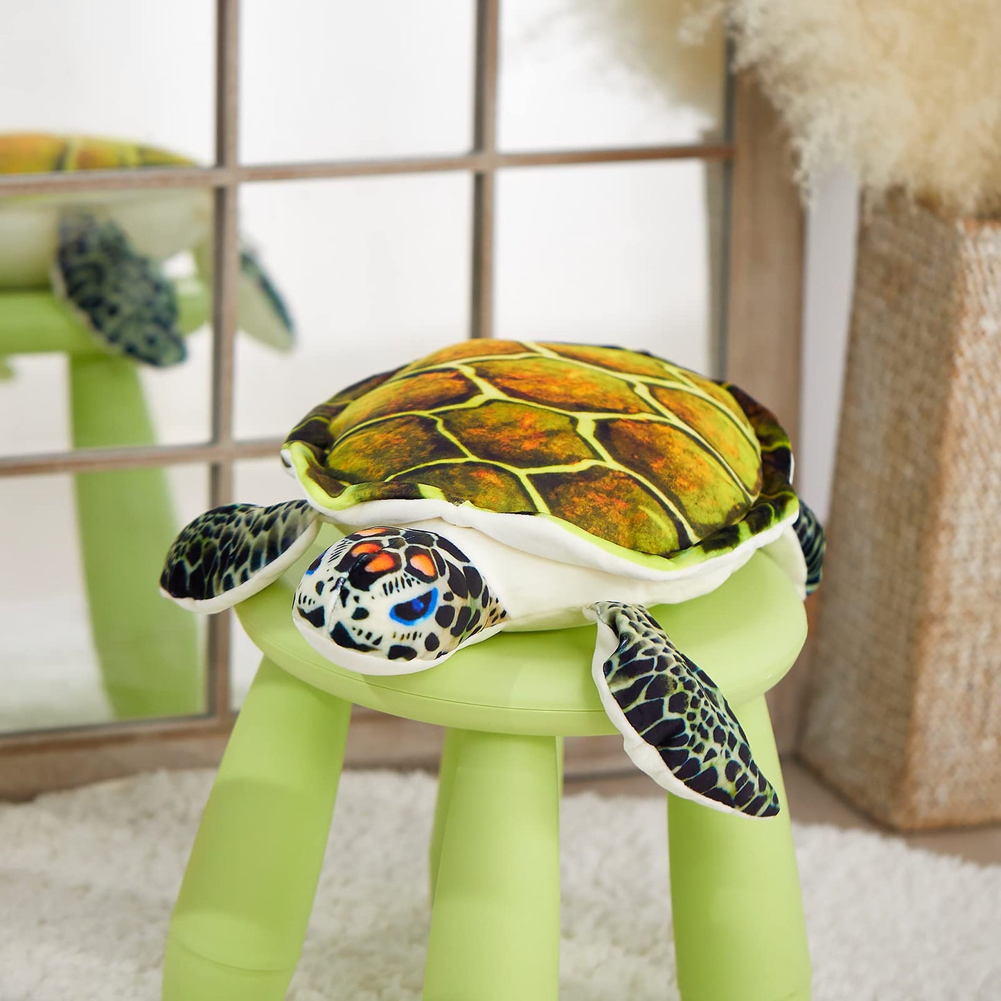 Athoinsu Realistic Sea Turtle Plush – 18-Inch Green Plush Toy & Pillow