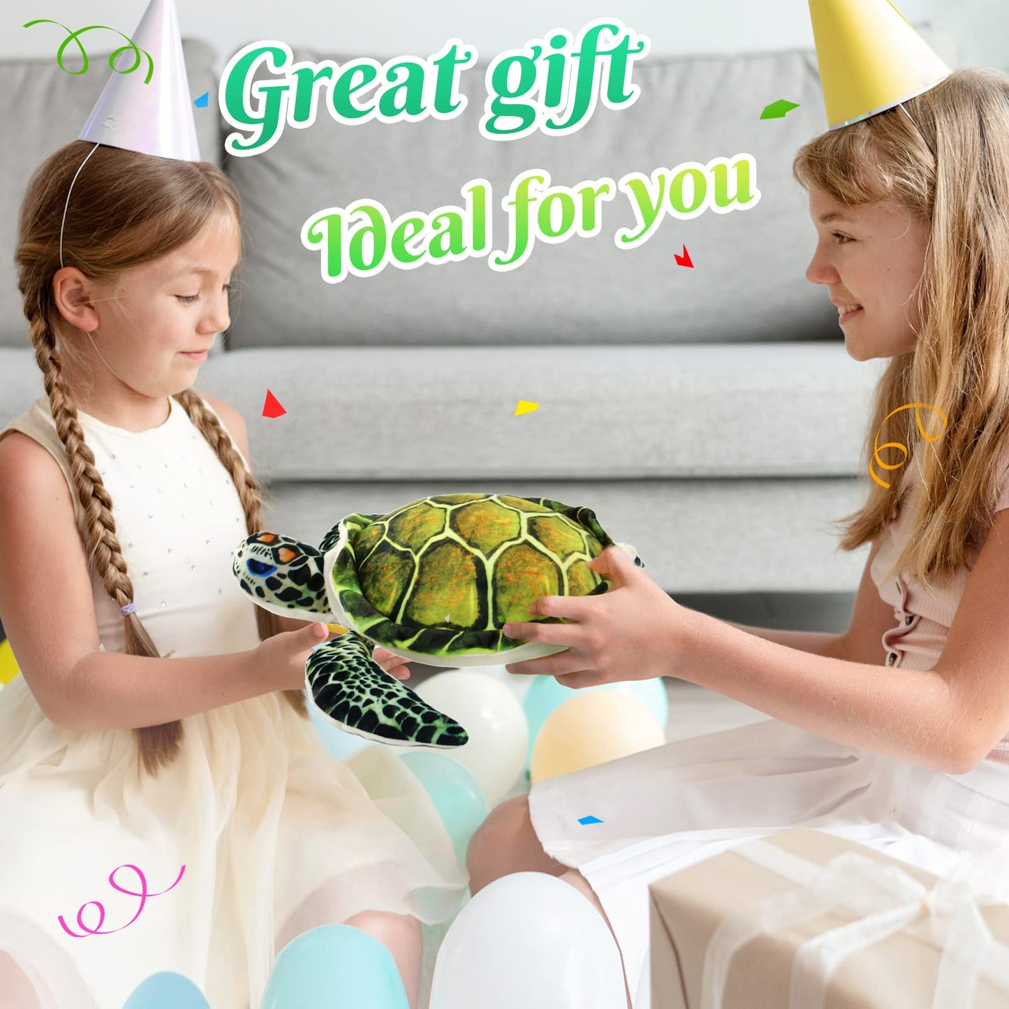 Athoinsu Realistic Sea Turtle Plush – 18-Inch Green Plush Toy & Pillow