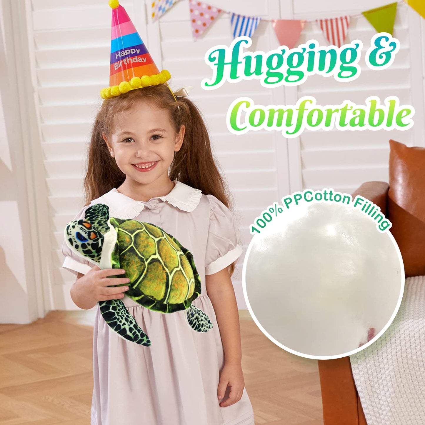 Athoinsu Realistic Sea Turtle Plush – 18-Inch Green Plush Toy & Pillow