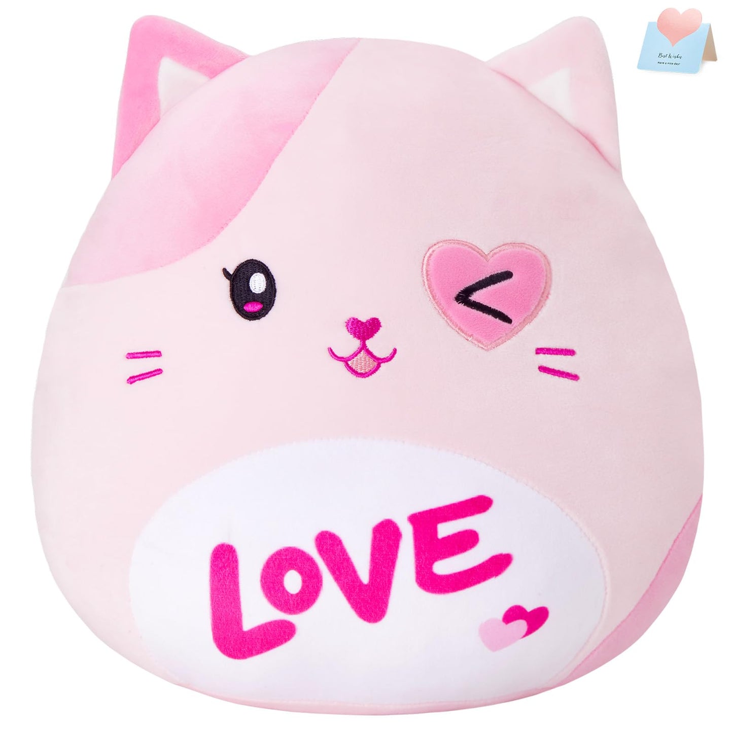 Athoinsu Valentines Day Cat Plush Pillow - 13-Inch Soft Kawaii Stuffed Animal