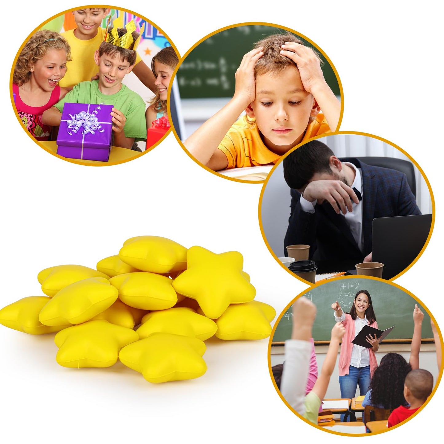 Atiloy 20-Pack Star Stress Balls – Mini Foam Squeeze Toys for Kids, Classrooms & Parties
