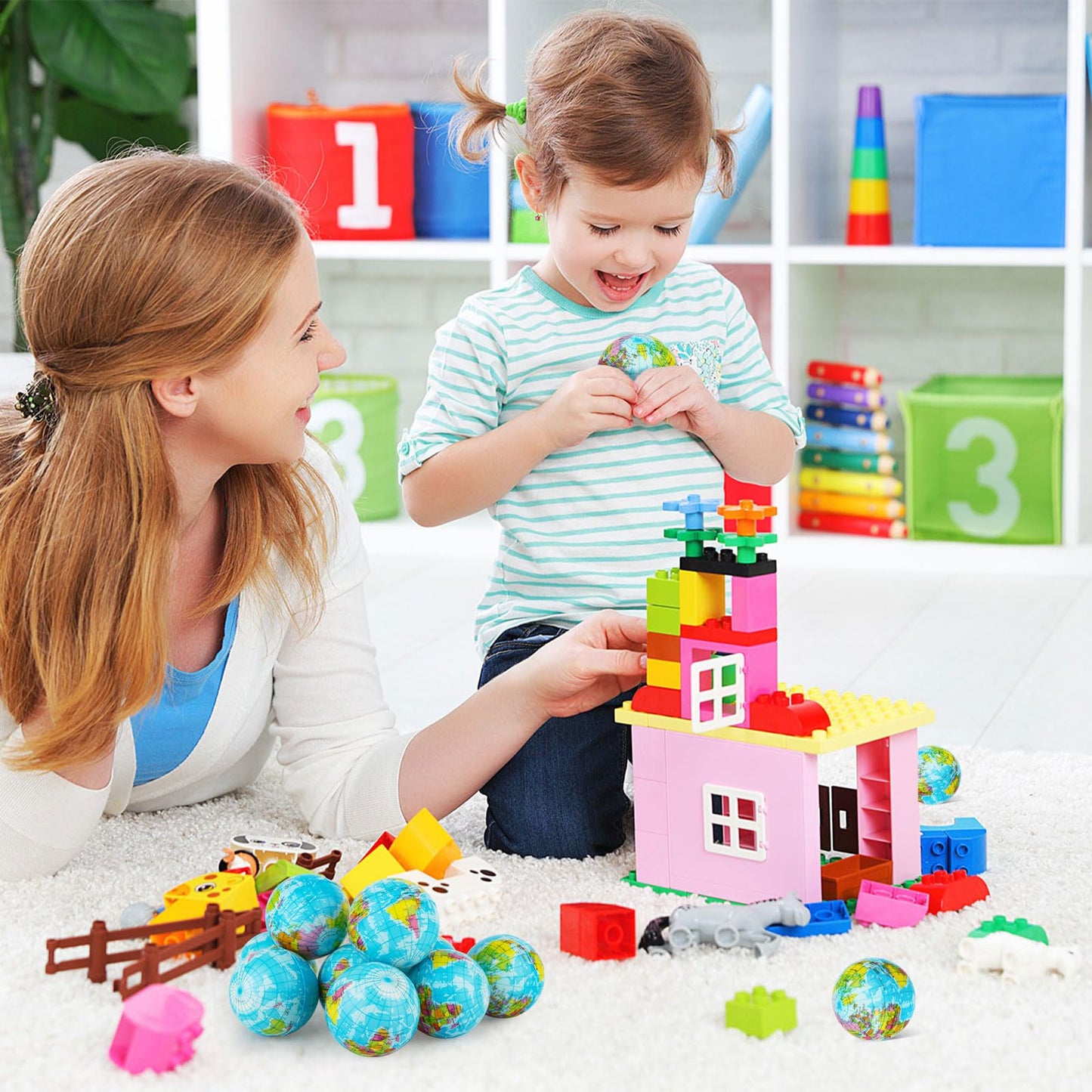 Atiloy Mini Globe Stress Balls 20 Pack – Soft Foam Squeeze Toys for Kids & Classroom Use