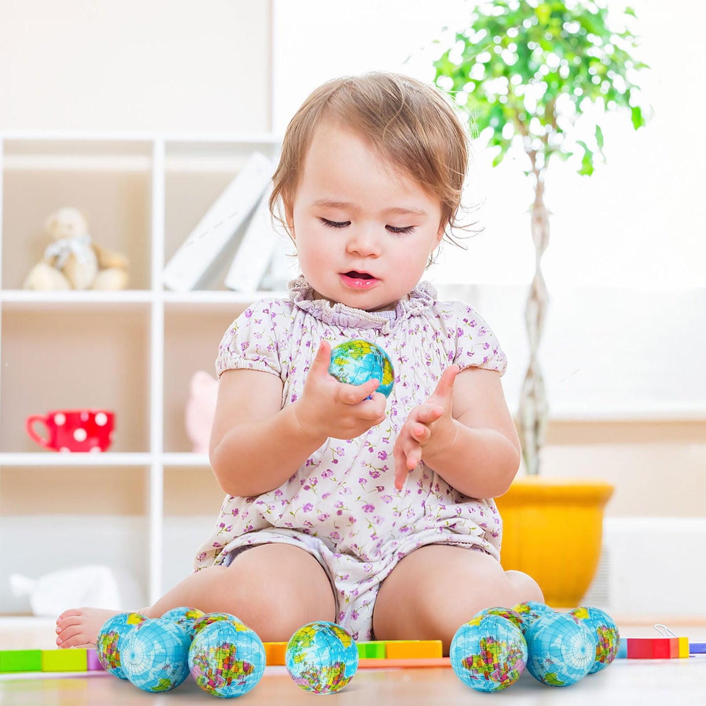Atiloy Mini Globe Stress Balls 20 Pack – Soft Foam Squeeze Toys for Kids & Classroom Use