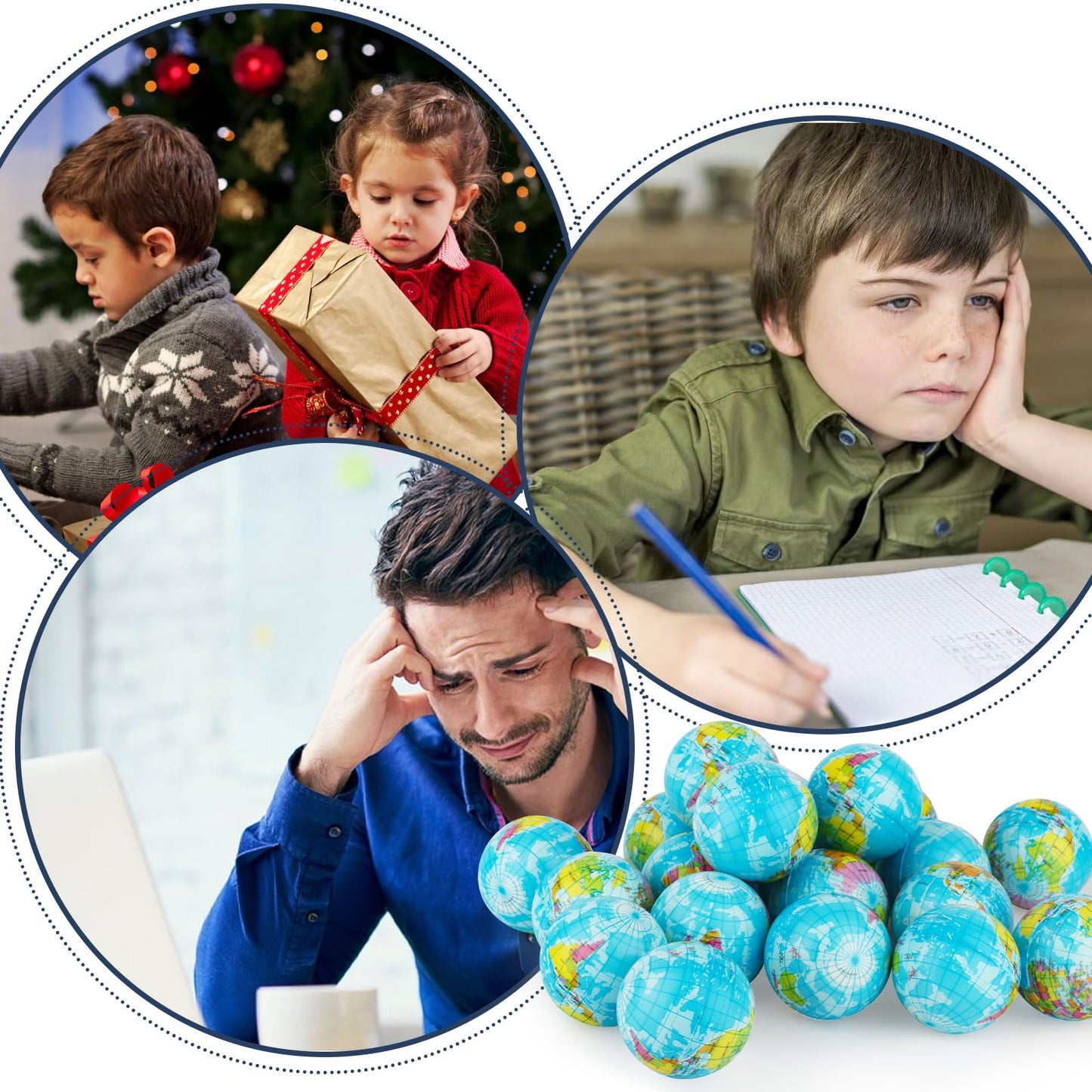 Atiloy Mini Globe Stress Balls 20 Pack – Soft Foam Squeeze Toys for Kids & Classroom Use