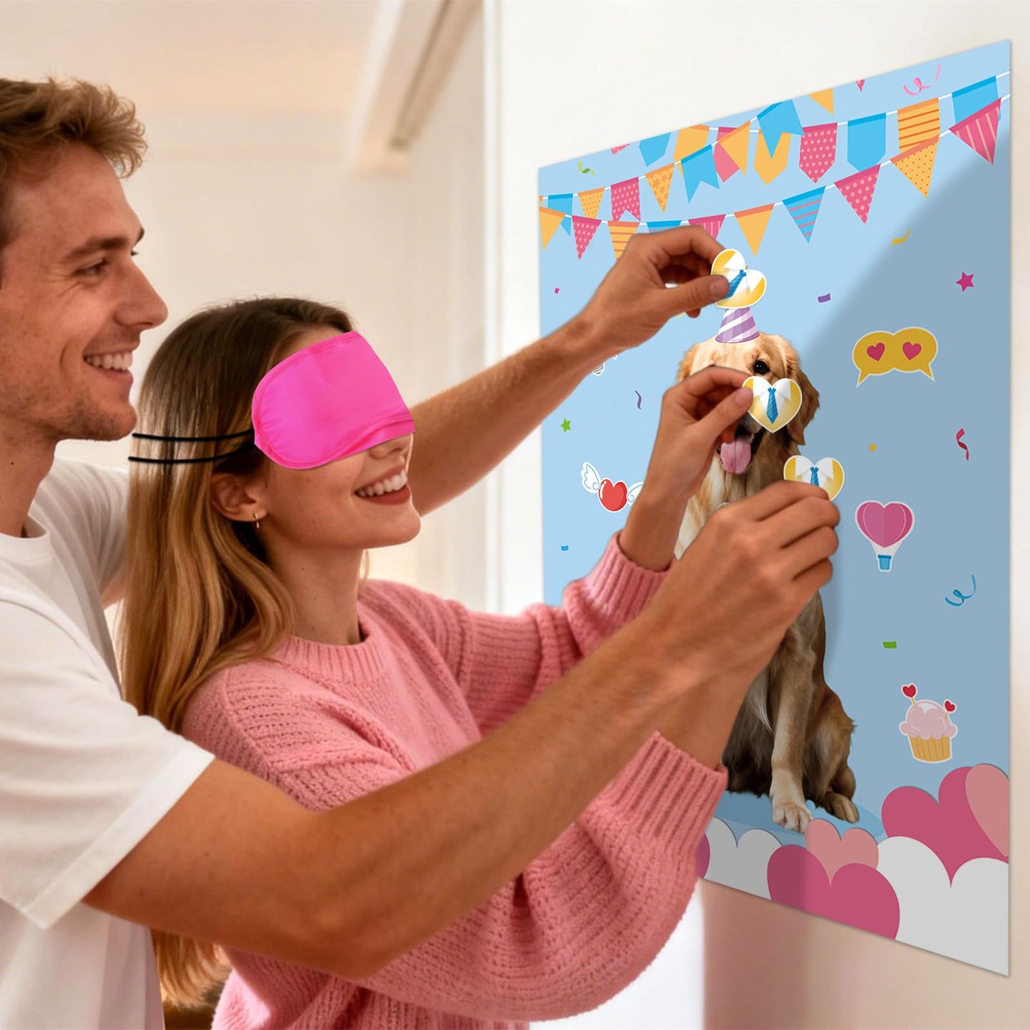 Valentine Pin the Heart on the Puppy – Atiloy 20x28 Poster + 36 Heart Stickers