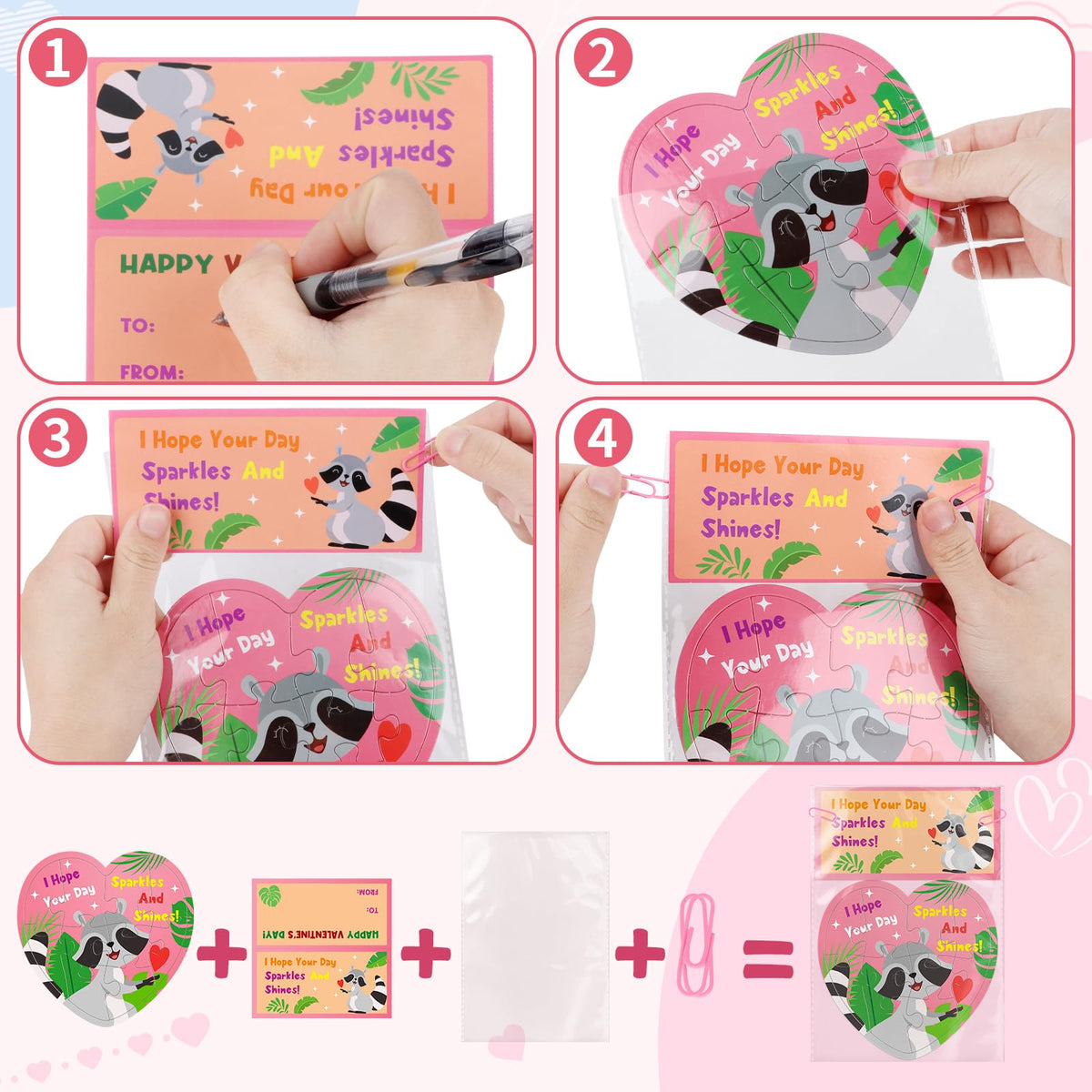 Atiloy 24Pcs Valentines Day Gift Cards with Heart Puzzle Set for Kids