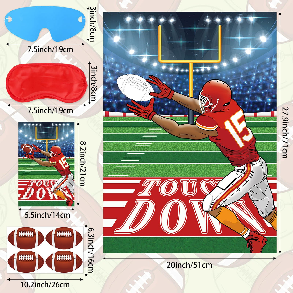Atiloy Football Party Games Set — Pin The Football Goalpost Poster + 24 Stickers