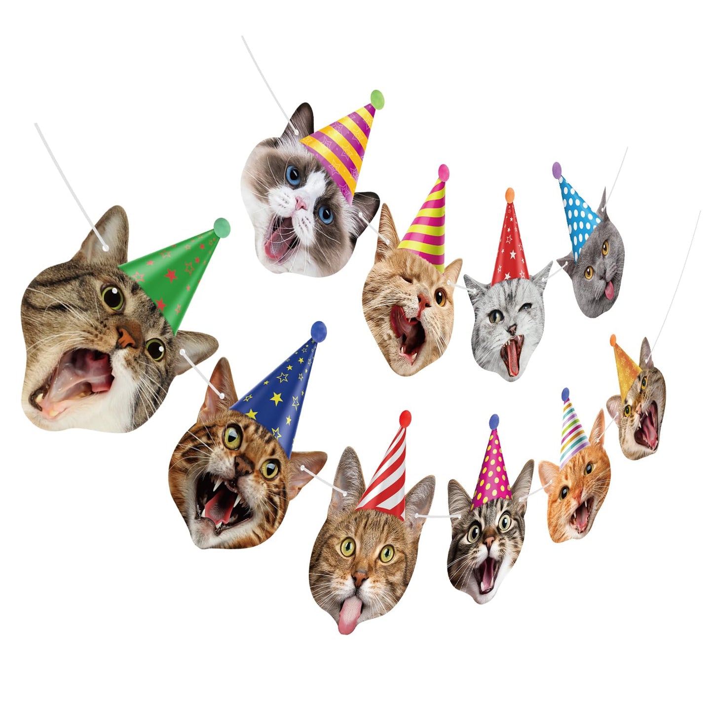 Atiloy Cat Face Birthday Banner Garland – Cute Cat Theme Party Decor for Kids