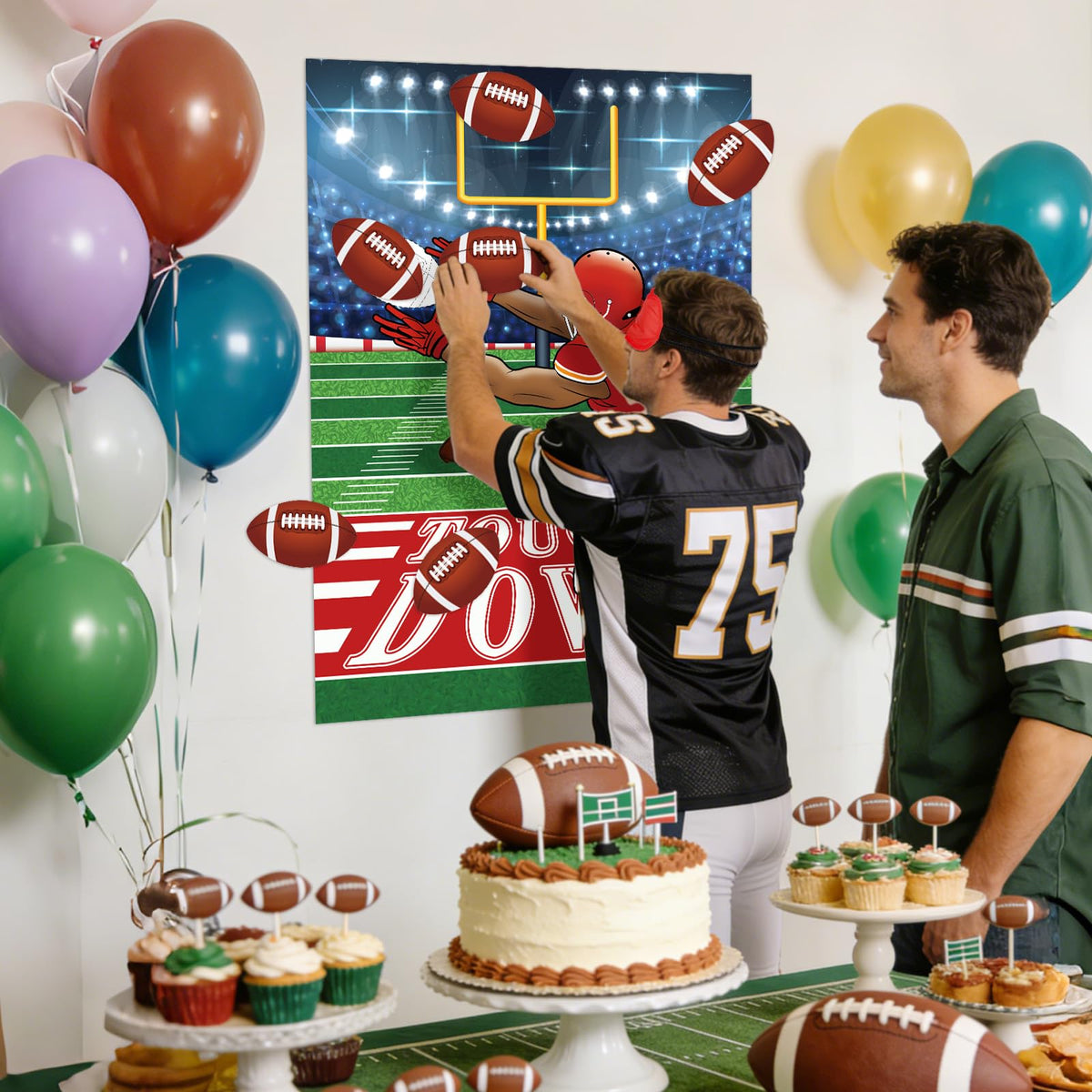Atiloy Football Party Games Set — Pin The Football Goalpost Poster + 24 Stickers