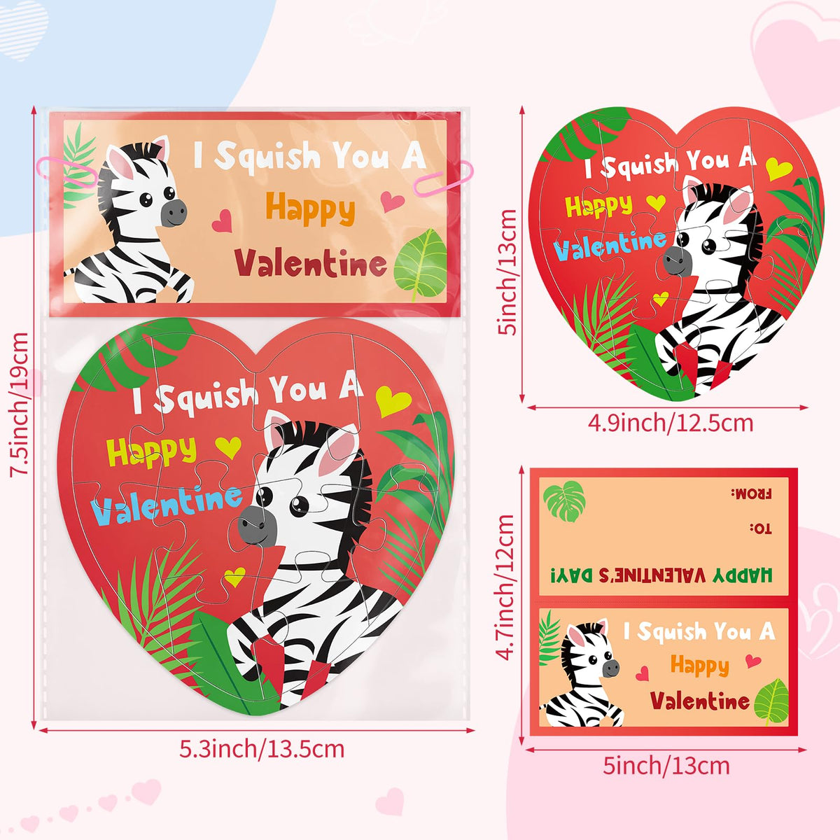 Atiloy 24Pcs Valentines Day Gift Cards with Heart Puzzle Set for Kids