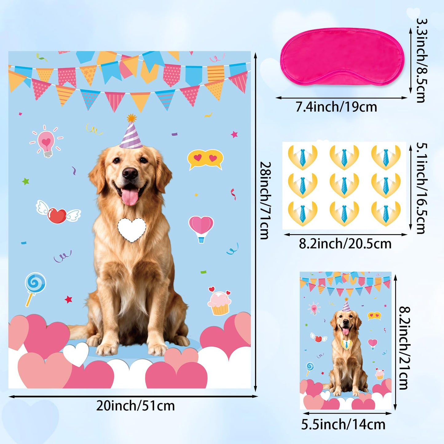 Valentine Pin the Heart on the Puppy – Atiloy 20x28 Poster + 36 Heart Stickers