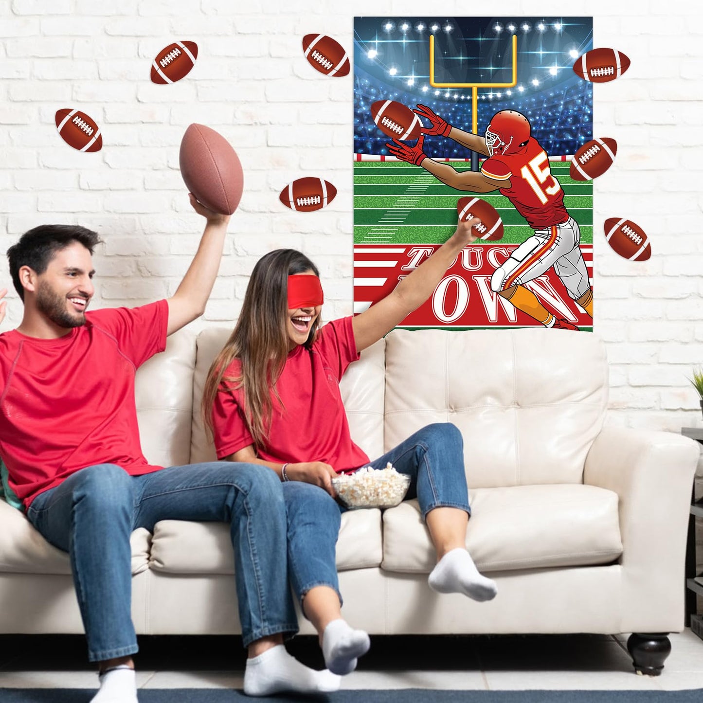 Atiloy Football Party Games Set — Pin The Football Goalpost Poster + 24 Stickers