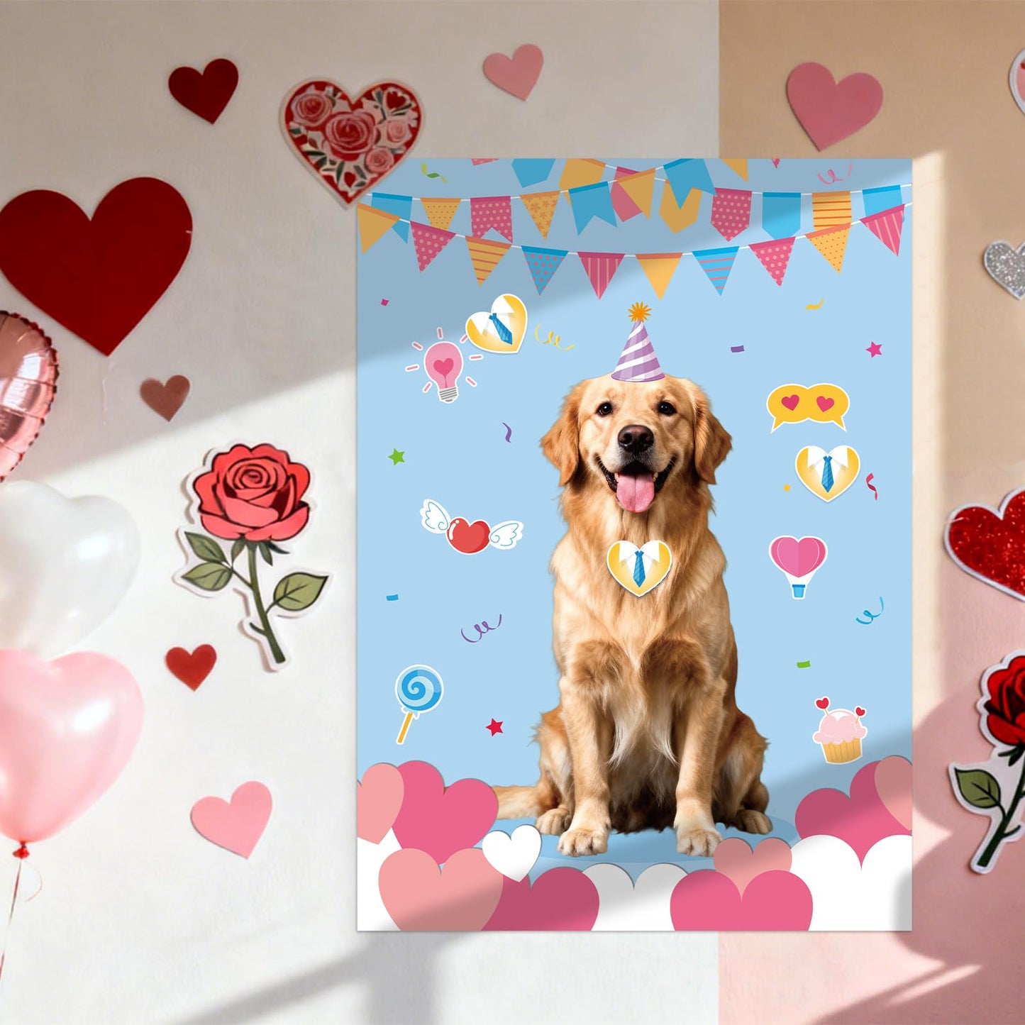 Valentine Pin the Heart on the Puppy – Atiloy 20x28 Poster + 36 Heart Stickers