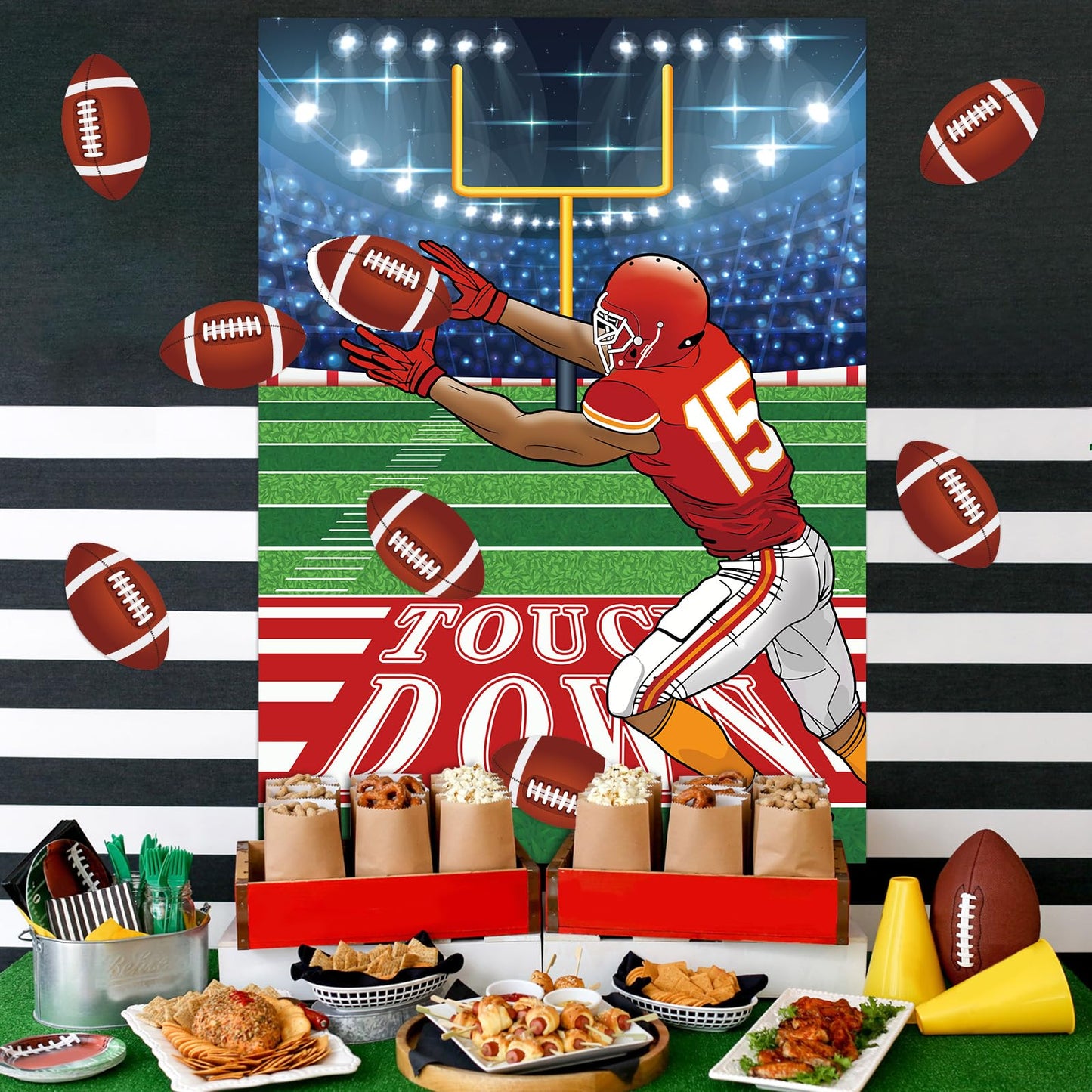 Atiloy Football Party Games Set — Pin The Football Goalpost Poster + 24 Stickers