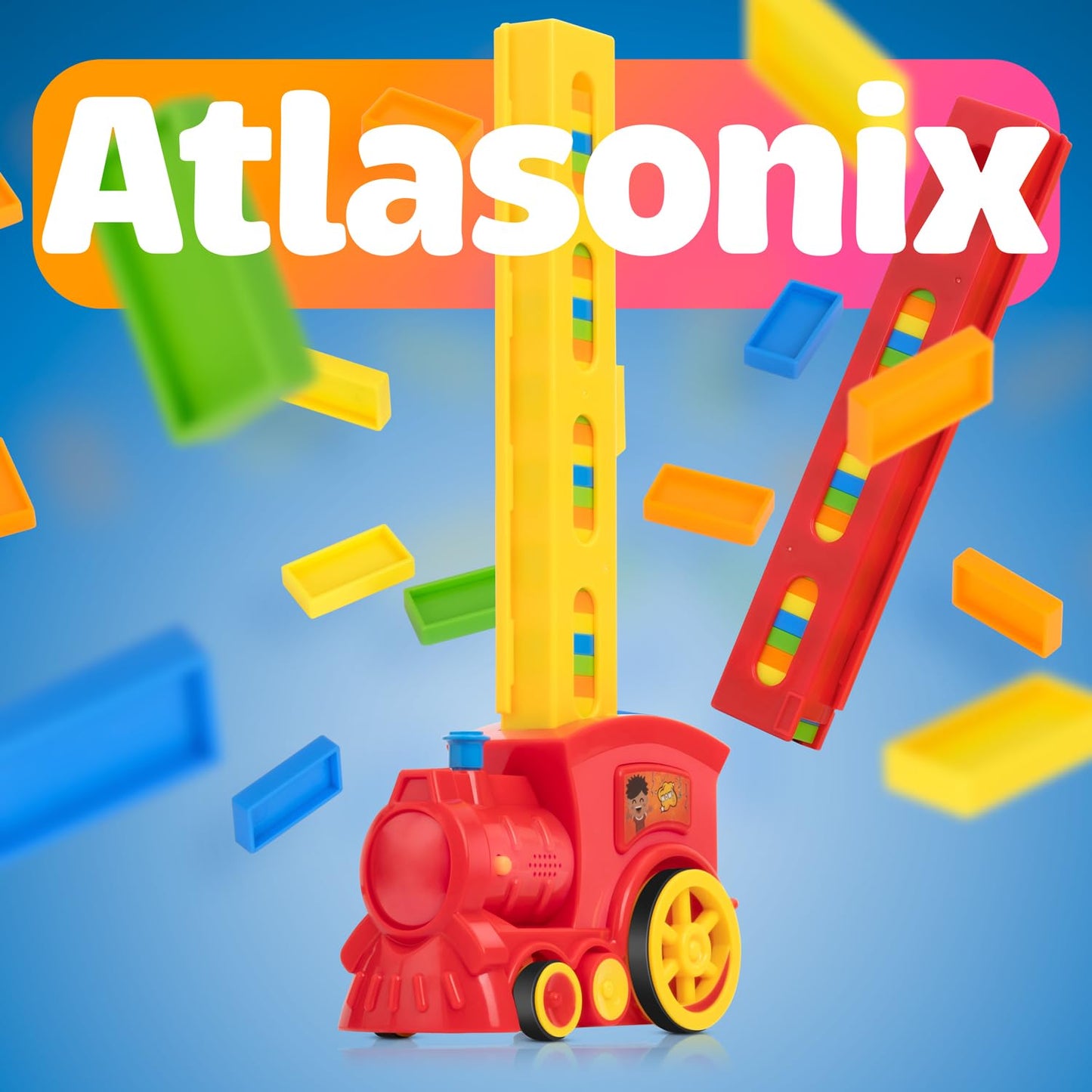 Atlasonix Domino Train – Automatic Domino Laying Toy Set for Kids | Mega Pack (300, 220, 160 Blocks)