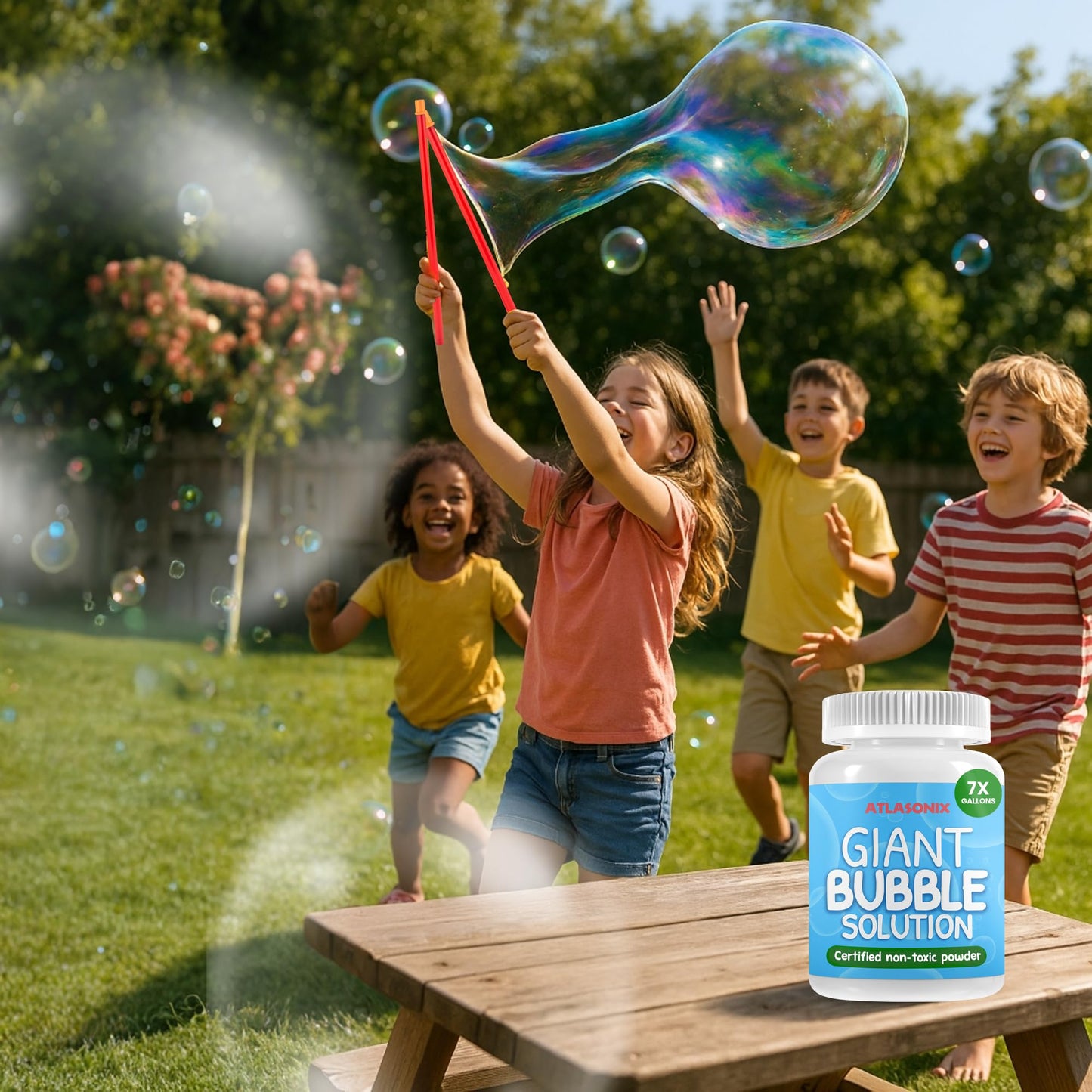 Atlasonix Giant Bubble Solution - 7 Gallons of Kid-Safe Bubbles (896 oz)