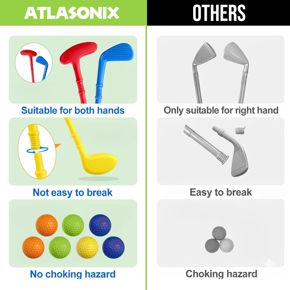 Atlasonix Toddler Golf Set – Kid Golf Clubs, Bag, Gloves & Balls