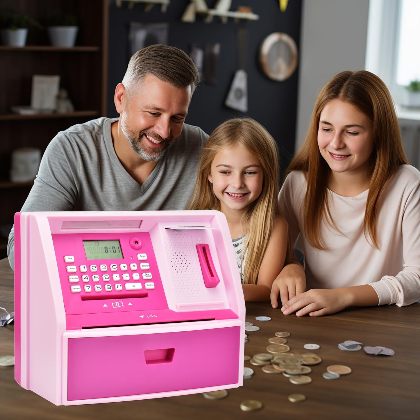 ATMBnk ATM Piggy Bank for Kids – Electronic Coin Counter, Card Access & Password