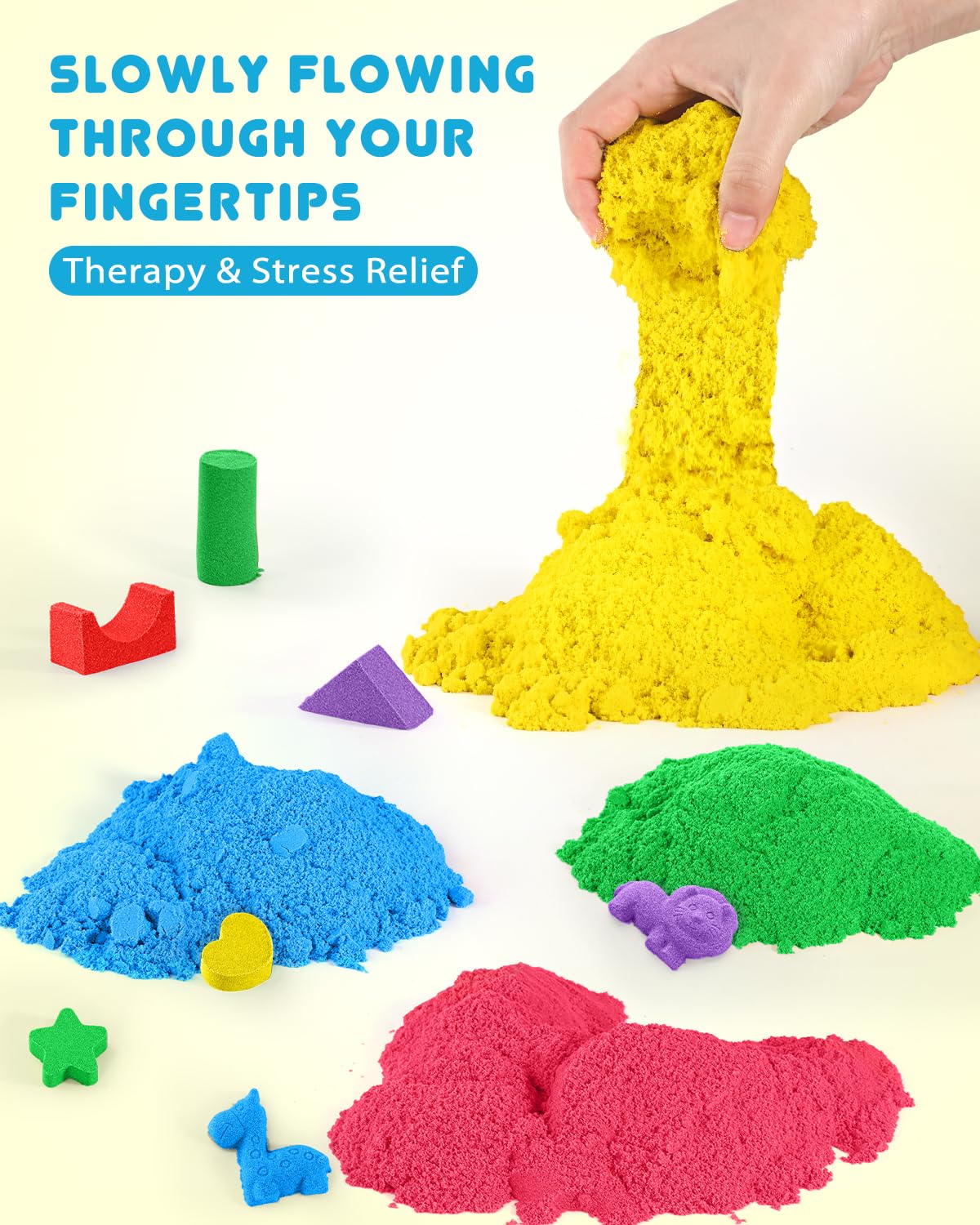 AtMini Play Sand for Kids – 11lbs of Six Colored Sands in a Blue Tray