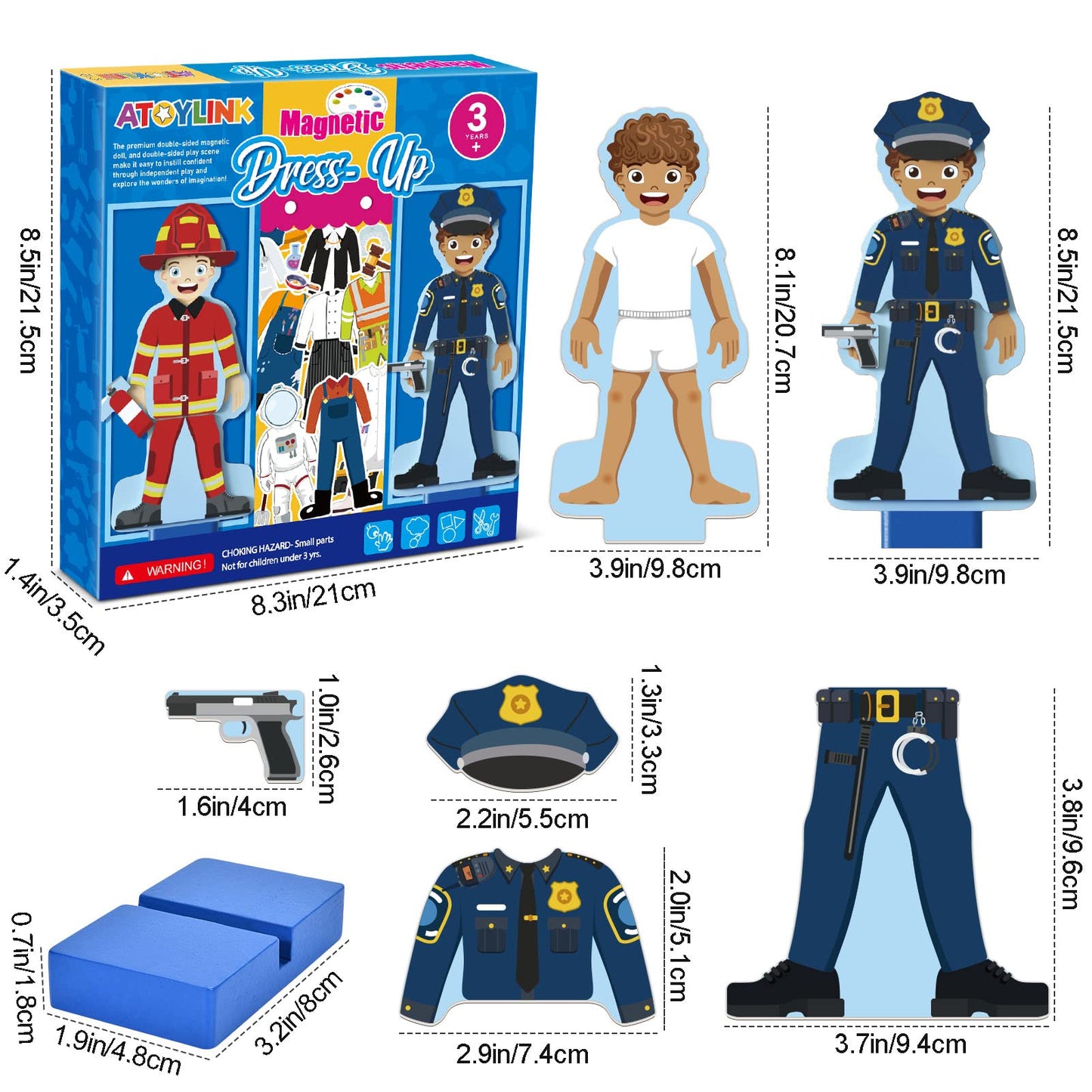 Atoylink Wooden Magnetic Dress Up Dolls Set – 40+ Pieces, Occupations & Fridge Magnets