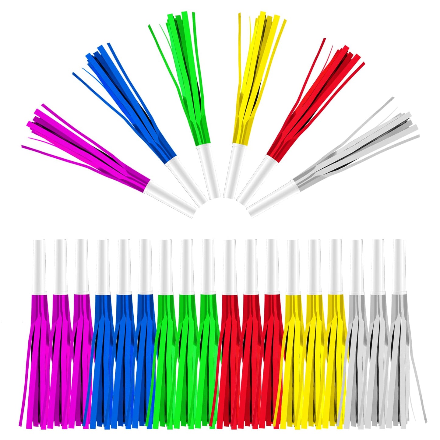 ATOPXiNG 24Pcs Glitter Fringe Party Blowers – Colorful Noise Makers for Birthday, Graduation & New Year