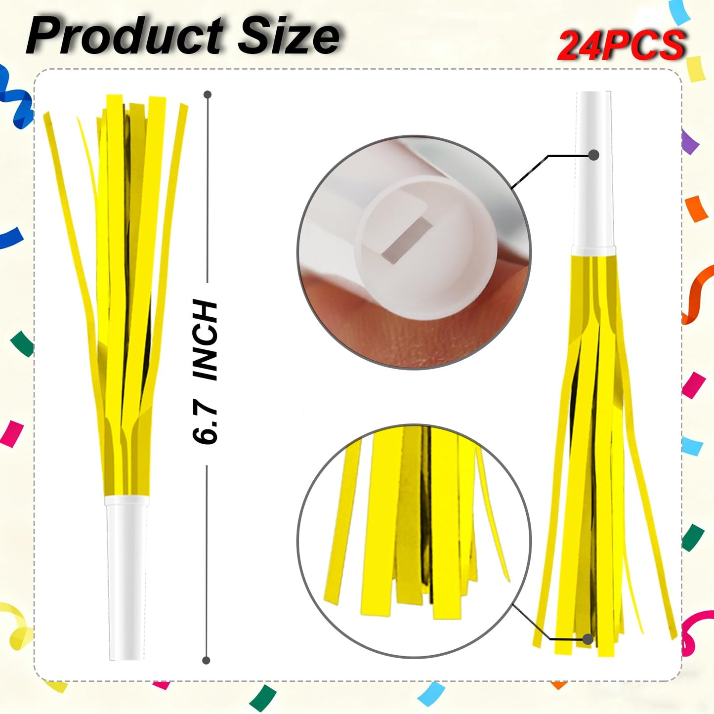 ATOPXiNG 24Pcs Glitter Fringe Party Blowers – Colorful Noise Makers for Birthday, Graduation & New Year