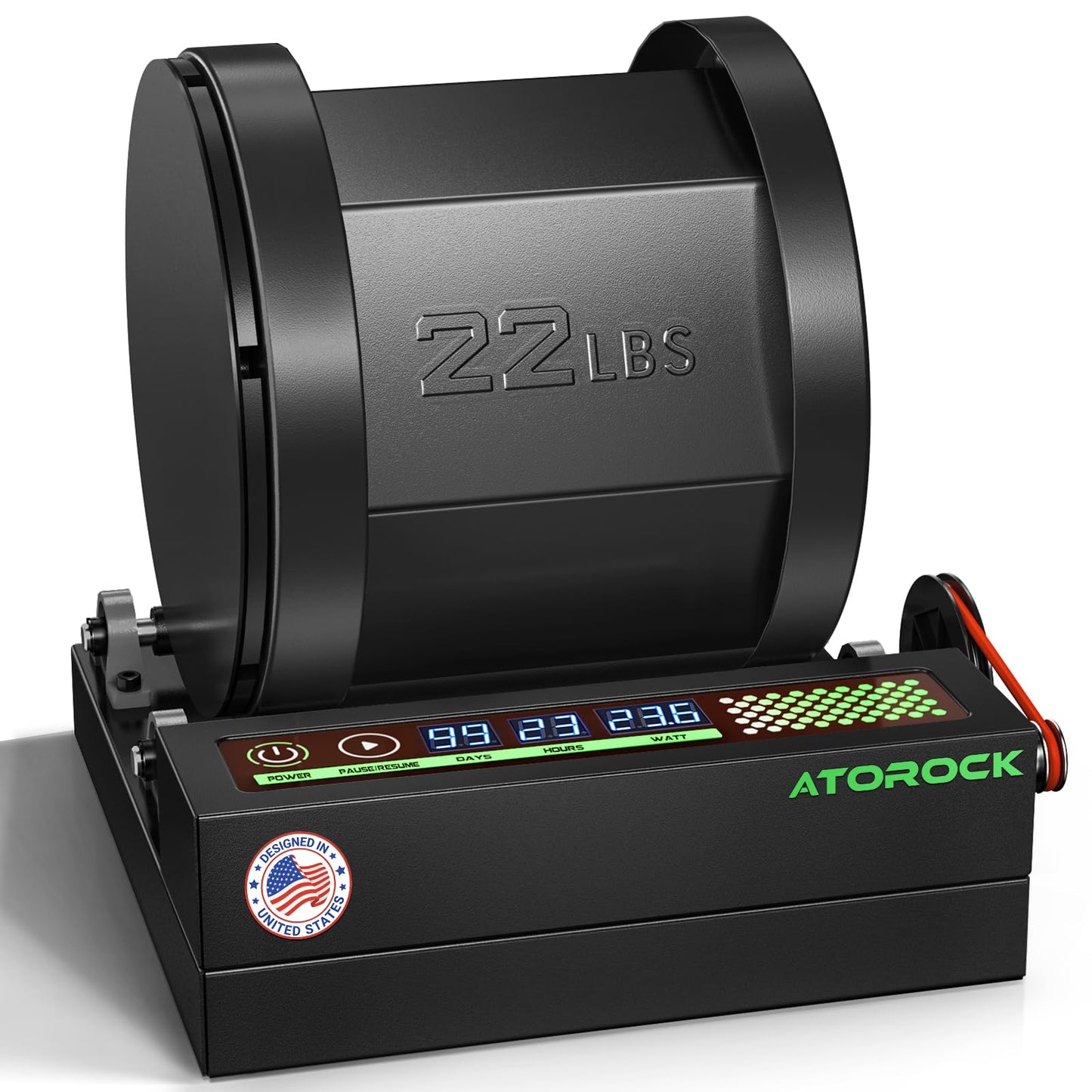 AtoRock A3 Professional Rock Tumbler Kit — 22lb Barrel, Brushless Motor, Real-Time Display