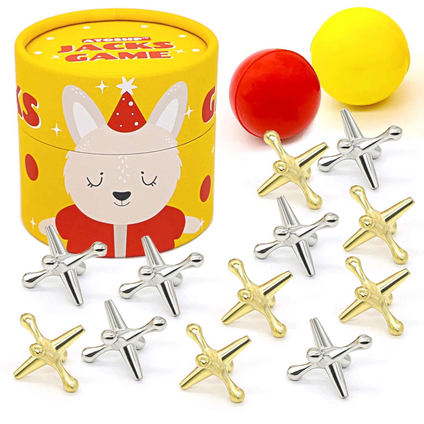 ATOSHP Jacks Game with Balls – 12 Metal Jacks & 2 Balls