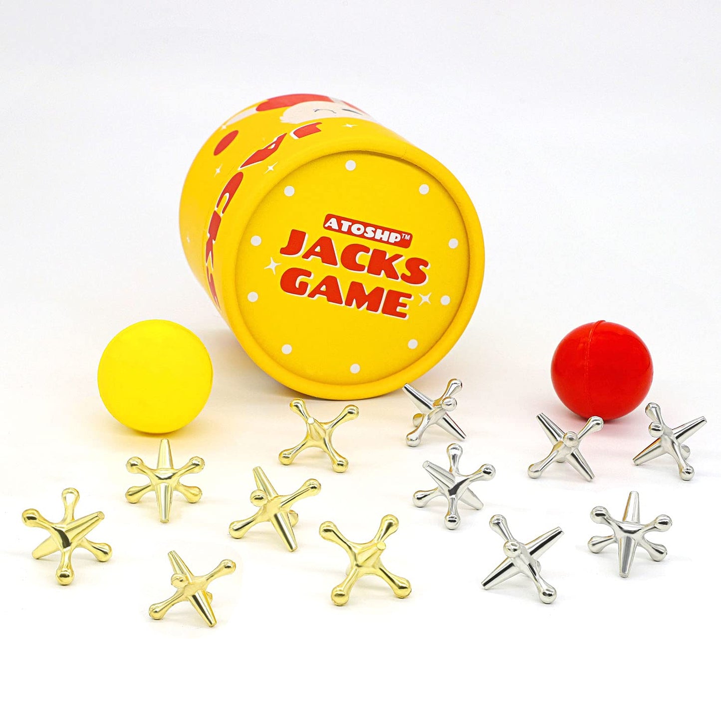 ATOSHP Jacks Game with Balls – 12 Metal Jacks & 2 Balls