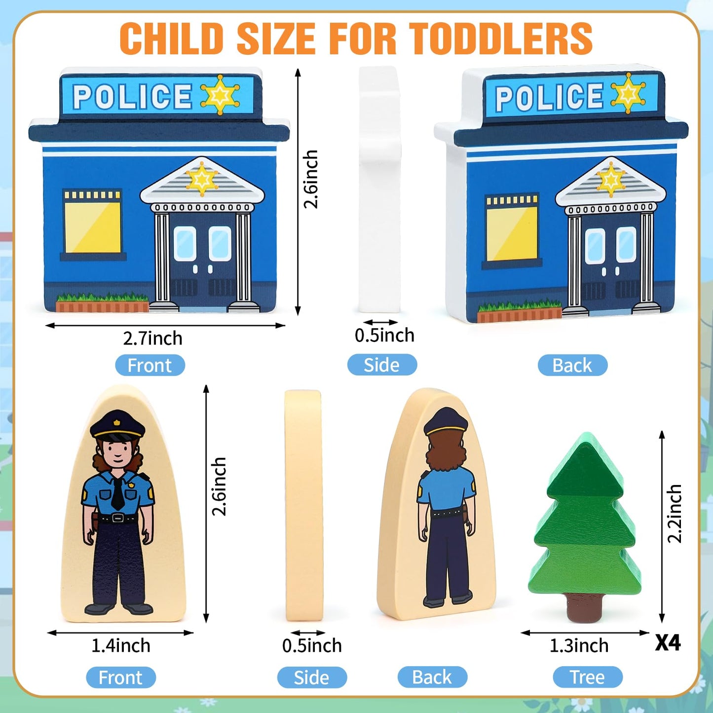 Atoylink 36Pcs Wooden Community Helpers – Pretend Play Toys for Kids Aged 3-6