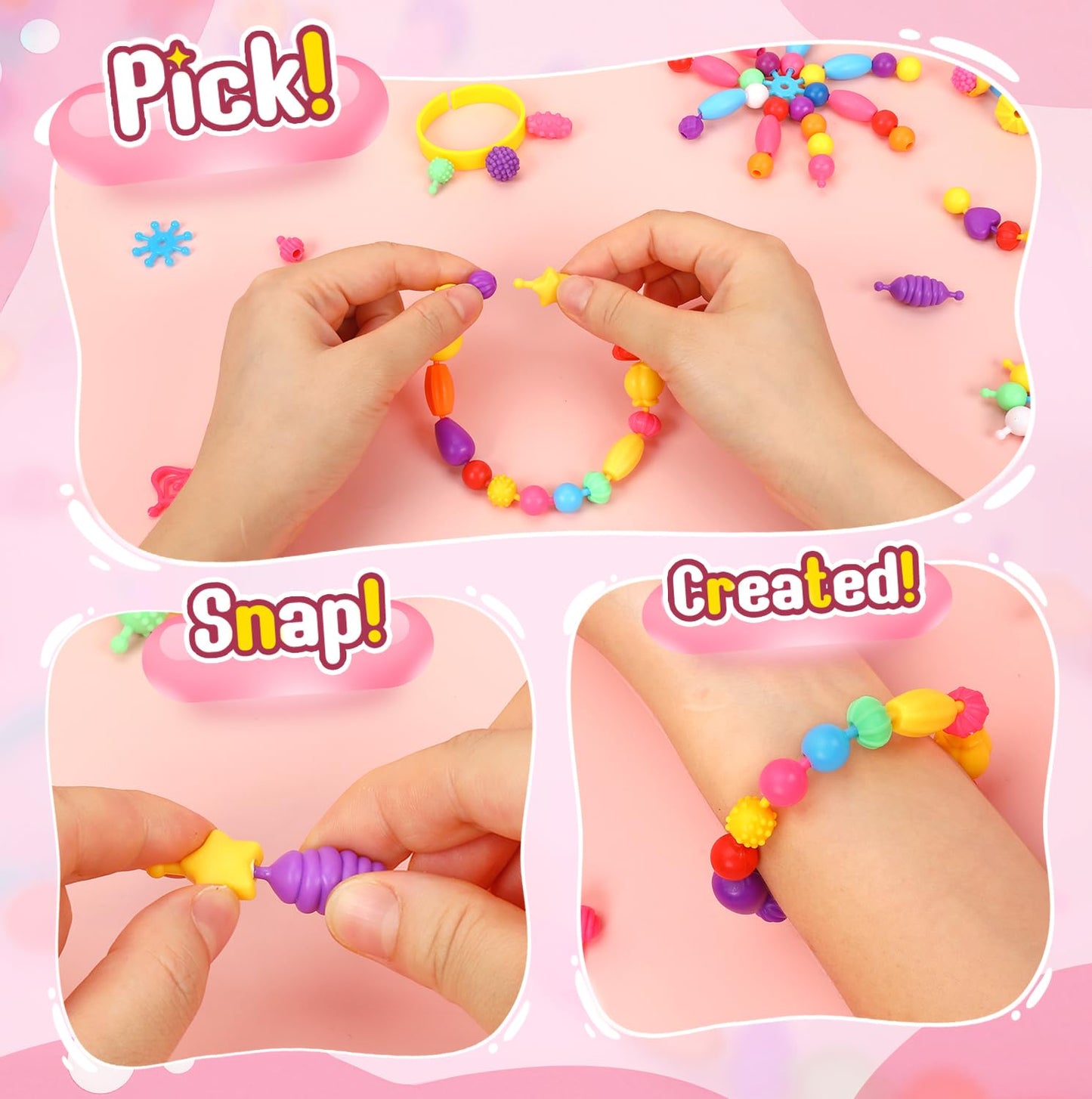 Atoymut 600Pcs Pop Beads – Jewelry Making Kit for Kids 4–8