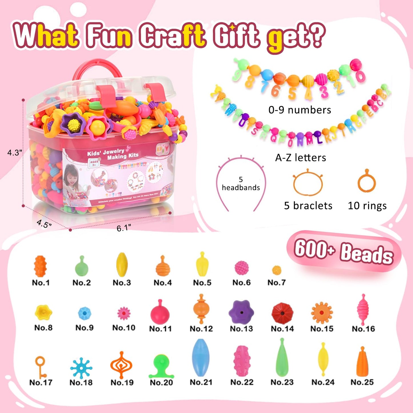 Atoymut 600Pcs Pop Beads – Jewelry Making Kit for Kids 4–8