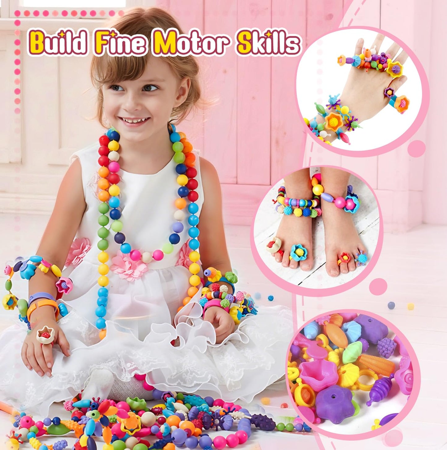 Atoymut 600Pcs Pop Beads – Jewelry Making Kit for Kids 4–8