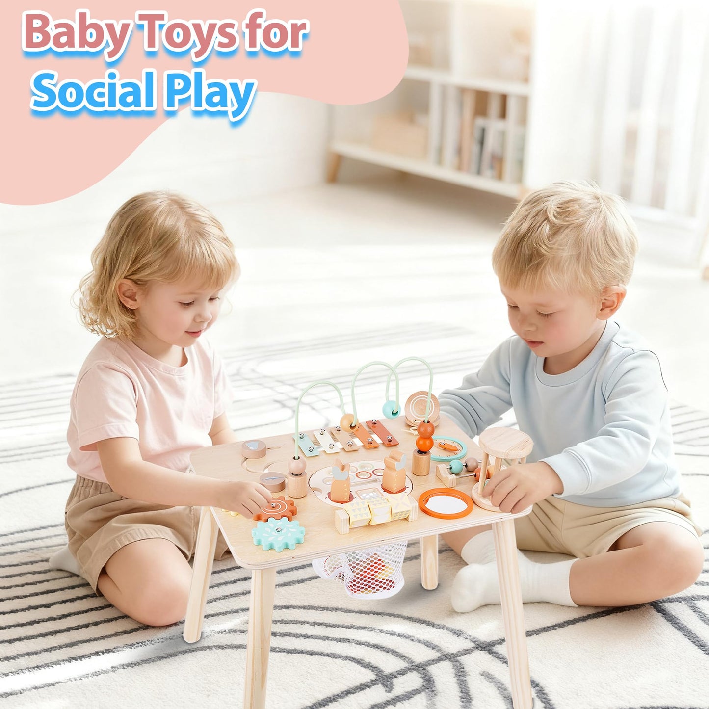 ATOYUS 13-in-1 Wooden Activity Table for Toddlers 12-36 Months | Montessori Sensory Toy