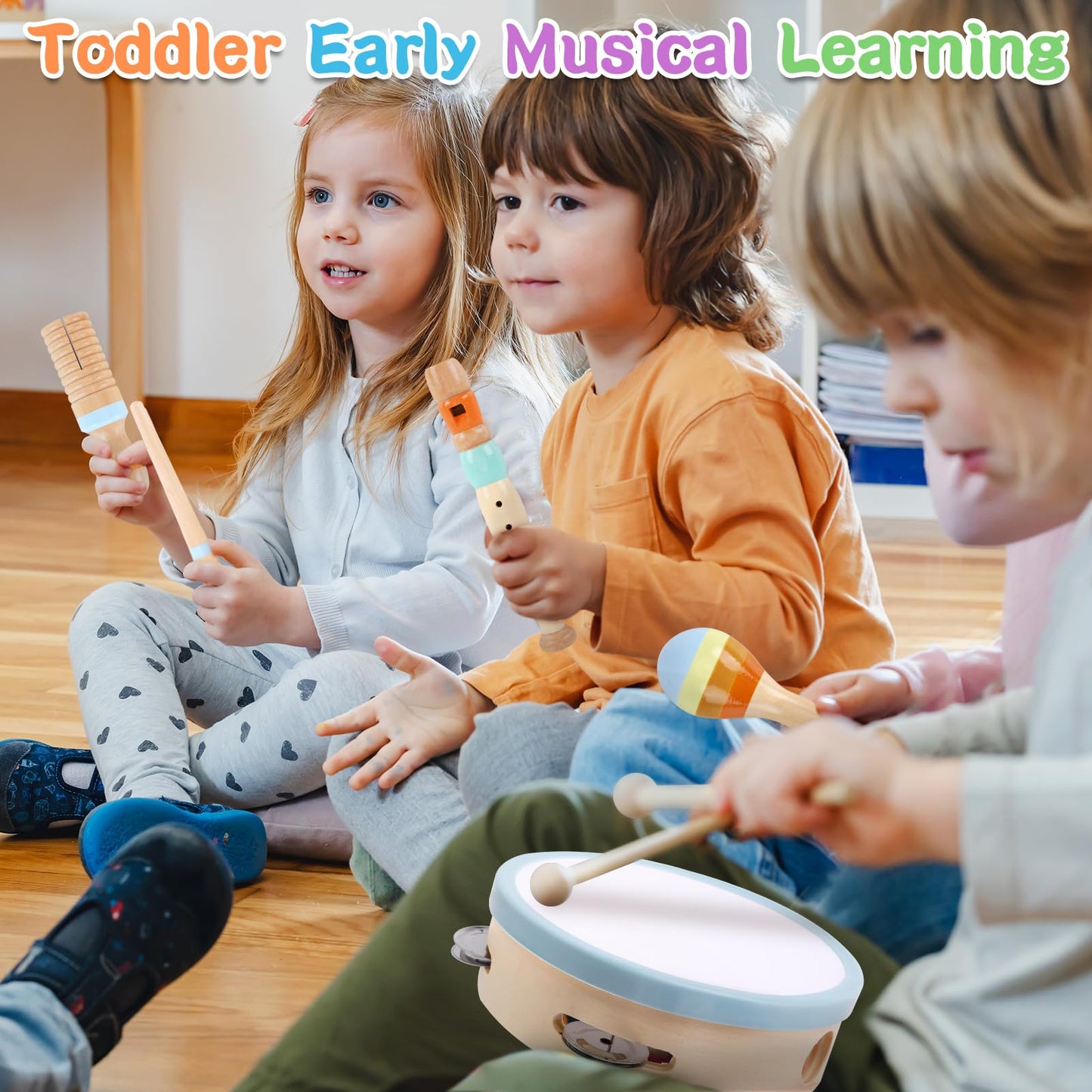 ATOYUS Wooden Toddler Musical Instruments Set — Montessori Percussion Toys for 18+ Months