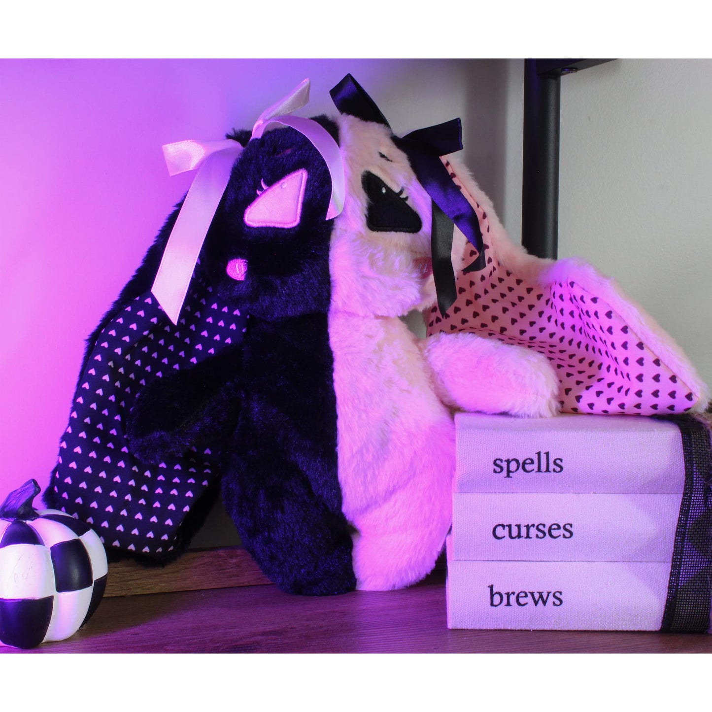 Attatoy E-Girl Bunny Plush | Anime Goth Stuffed Animal for Teens | Soft Pink & Black