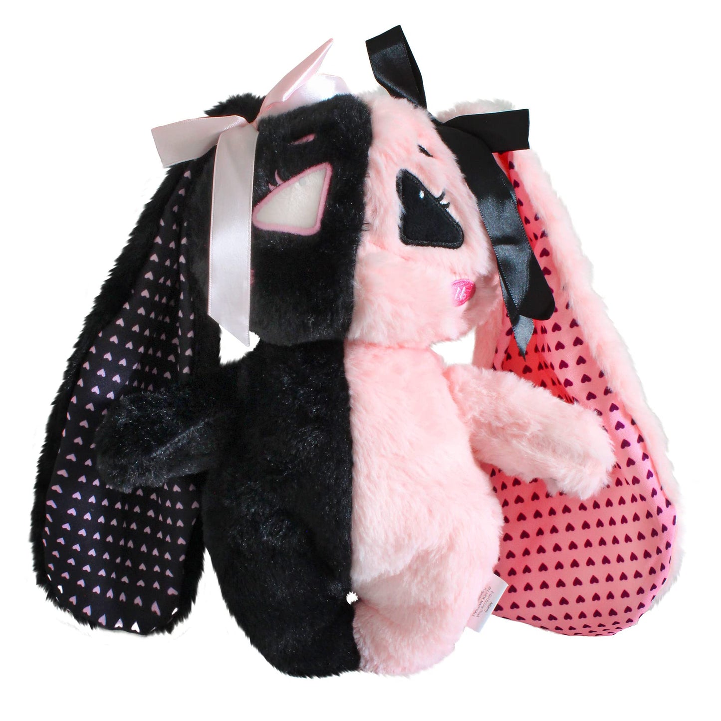 Attatoy E-Girl Bunny Plush | Anime Goth Stuffed Animal for Teens | Soft Pink & Black