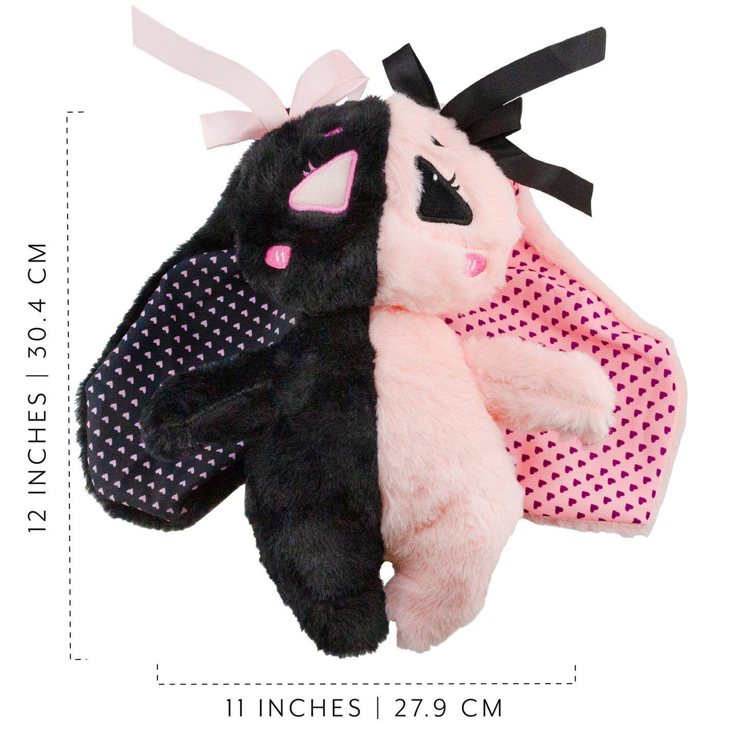 Attatoy E-Girl Bunny Plush | Anime Goth Stuffed Animal for Teens | Soft Pink & Black