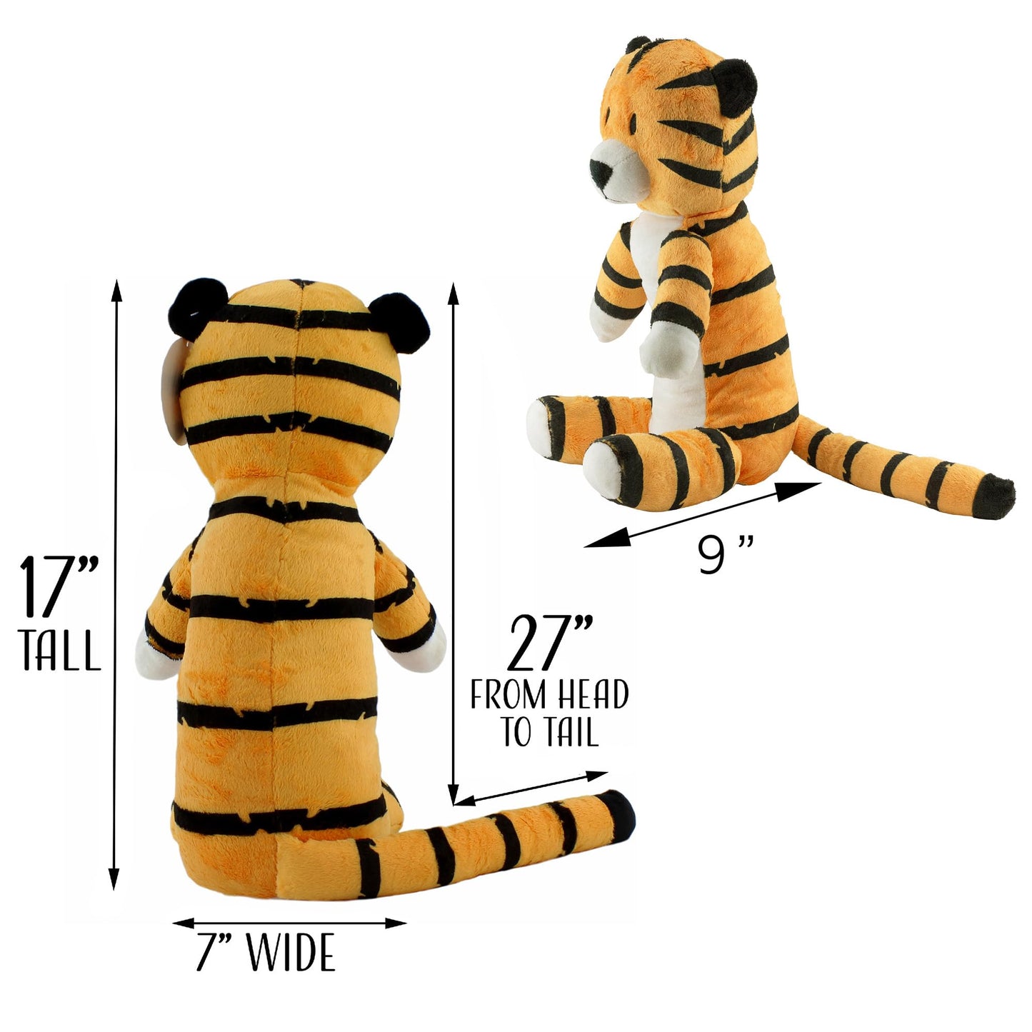 Attatoy Regit Plush Tiger Toy — 17-Inch Striped Sitting Stuffed Animal