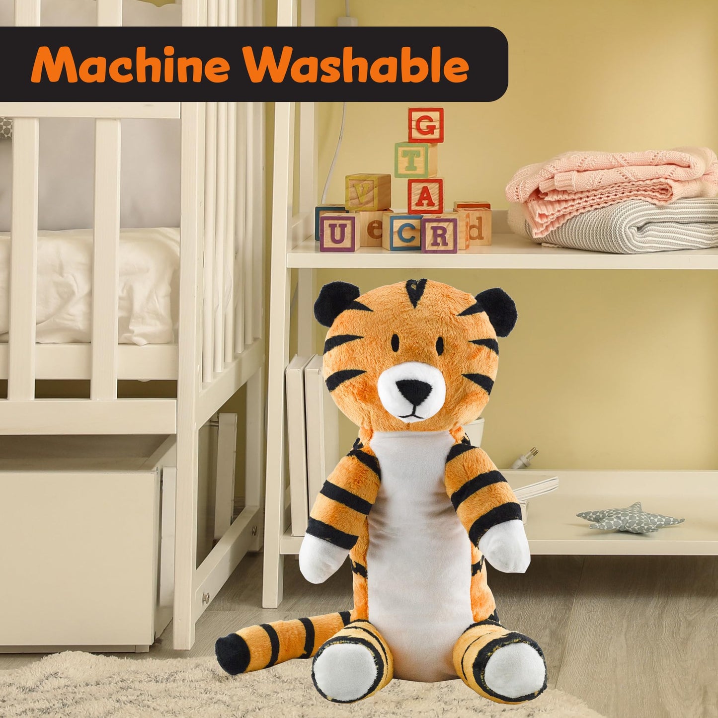 Attatoy Regit Plush Tiger Toy — 17-Inch Striped Sitting Stuffed Animal
